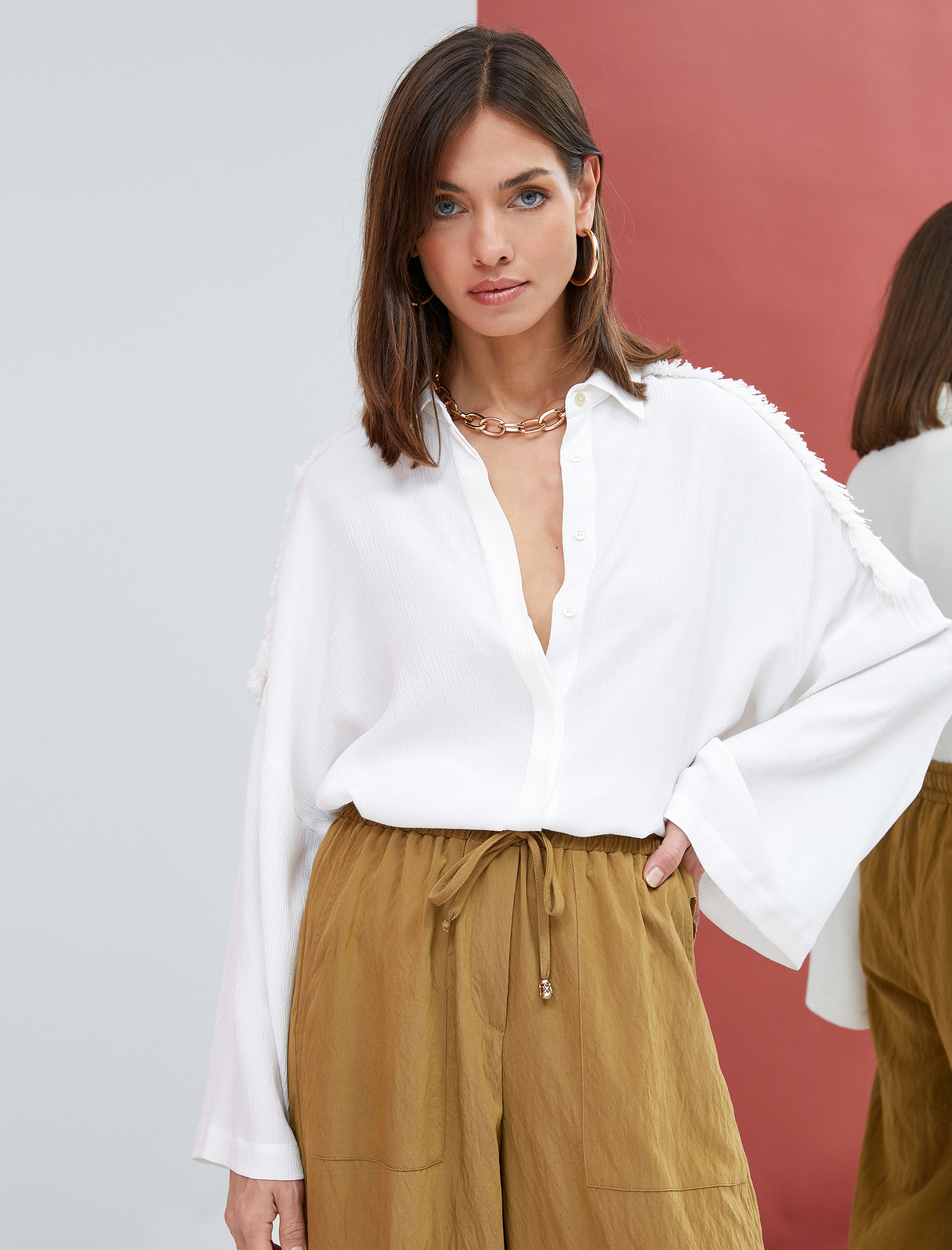   İspanyol Kol Gömlek Yakası Püskül Detaylı Düğmeli