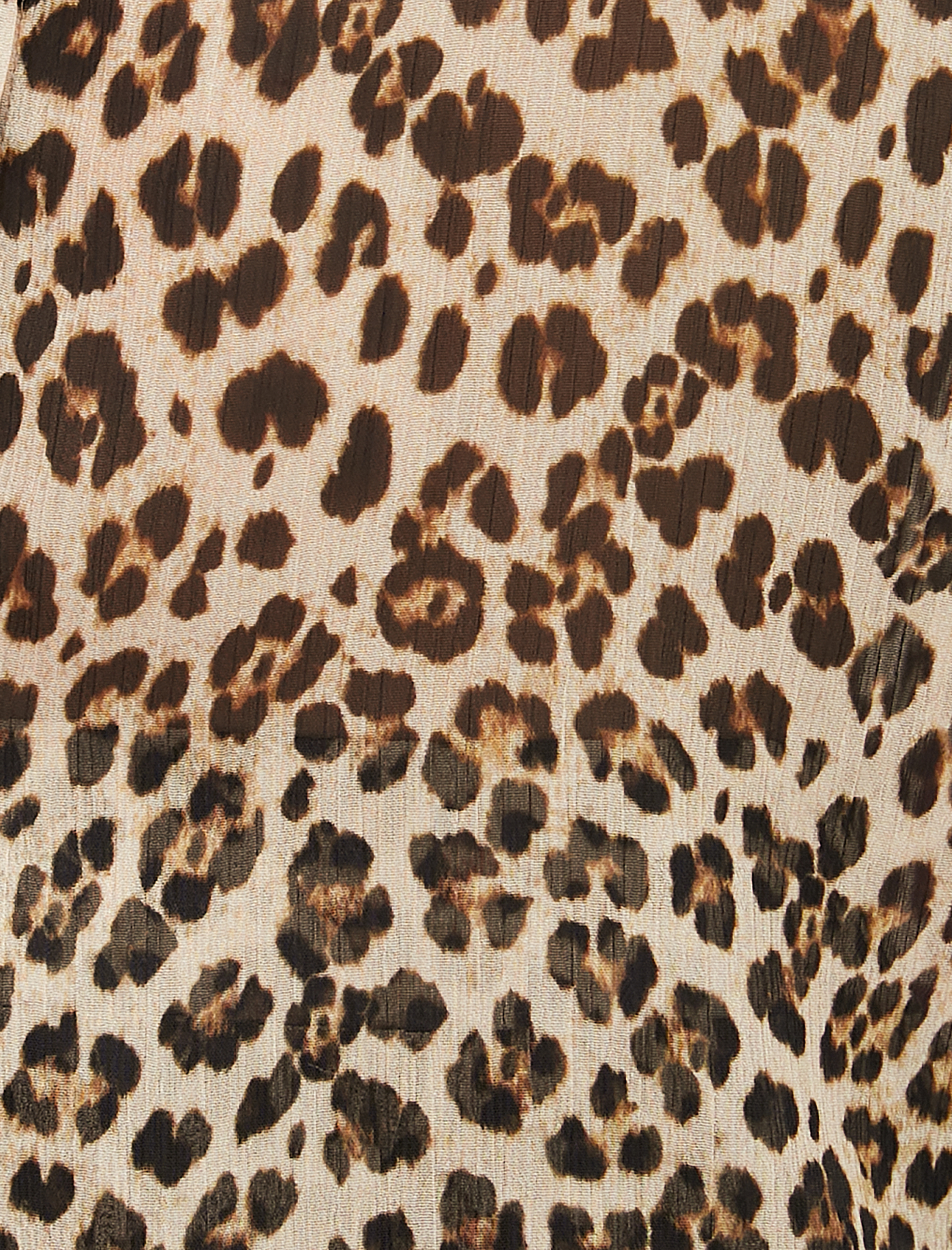   Leopar Desenli Gömlek Şifon Uzun Kollu Fırfırlı Hakim Yaka