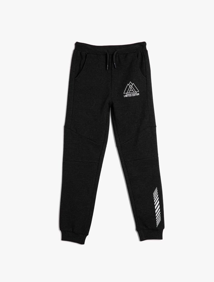 Erkek Çocuk Jogger Eşofman Altı Beli Bağlamalı Baskılı Cepli