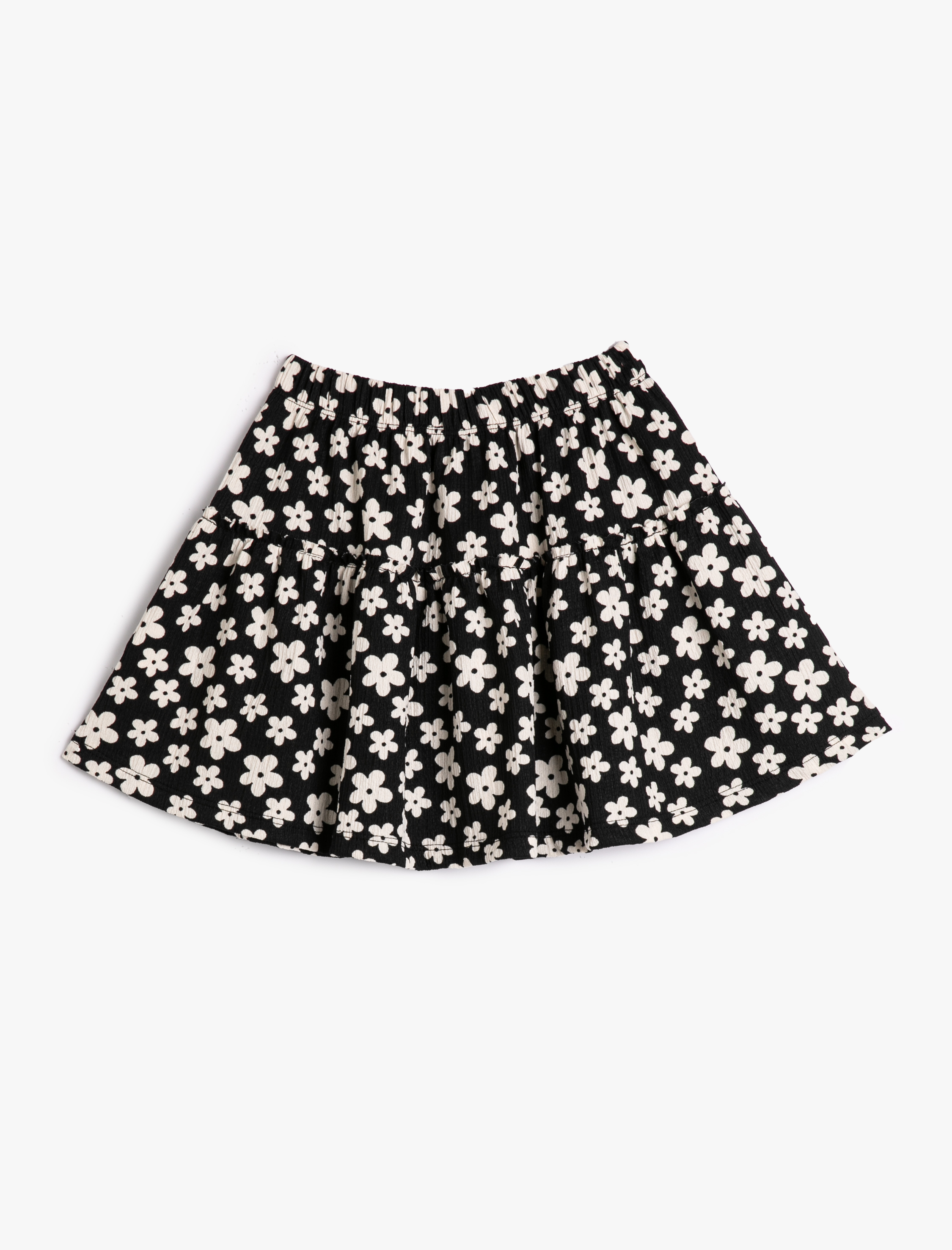  Kız Çocuk Çiçekli Mini Etek Beli Lastikli Fırfırlı