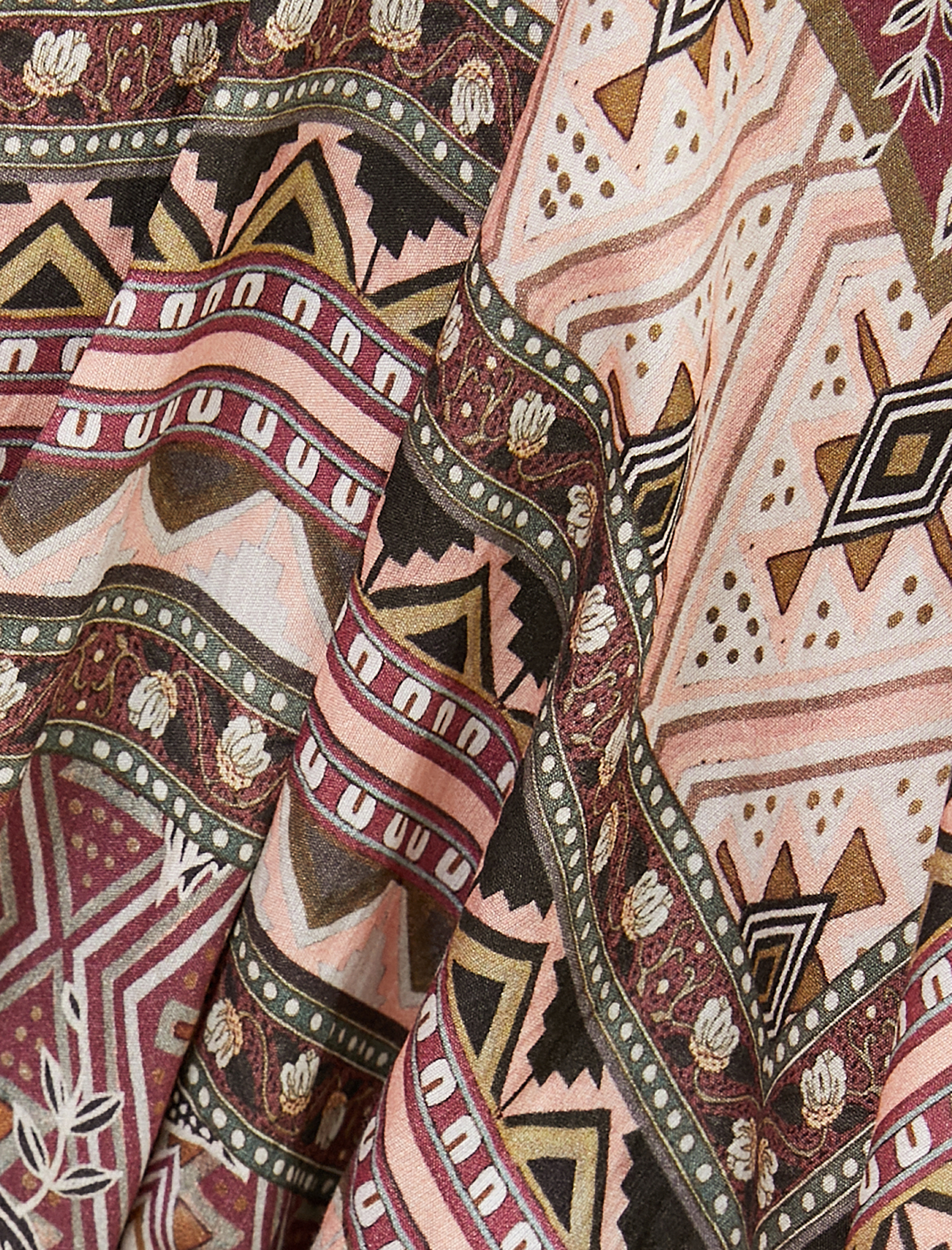 Etnik Desenli Kimono Beli Kuşak Detaylı