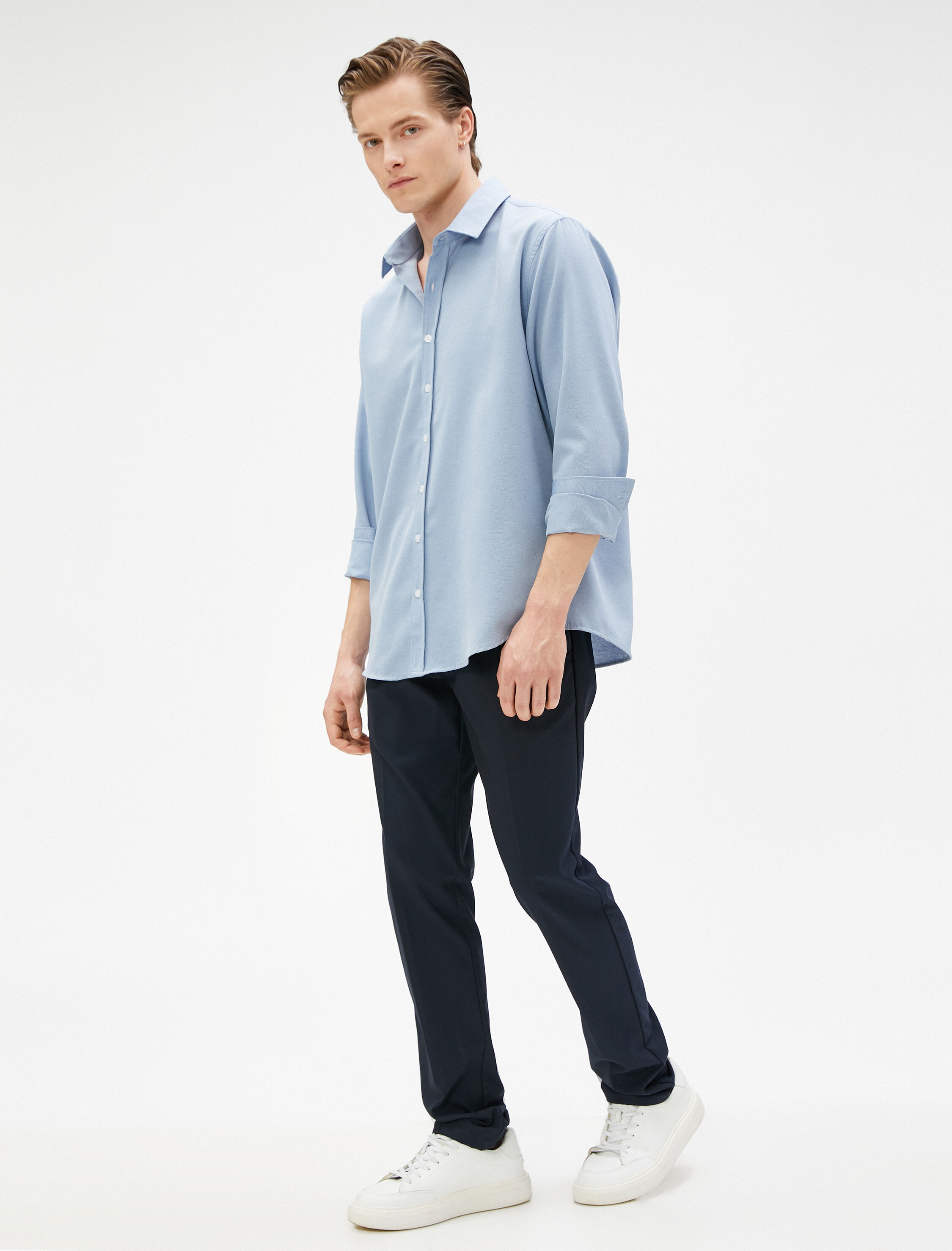   Basic Gömlek Klasik Manşet Yaka Uzun Kollu Düğmeli Non Iron