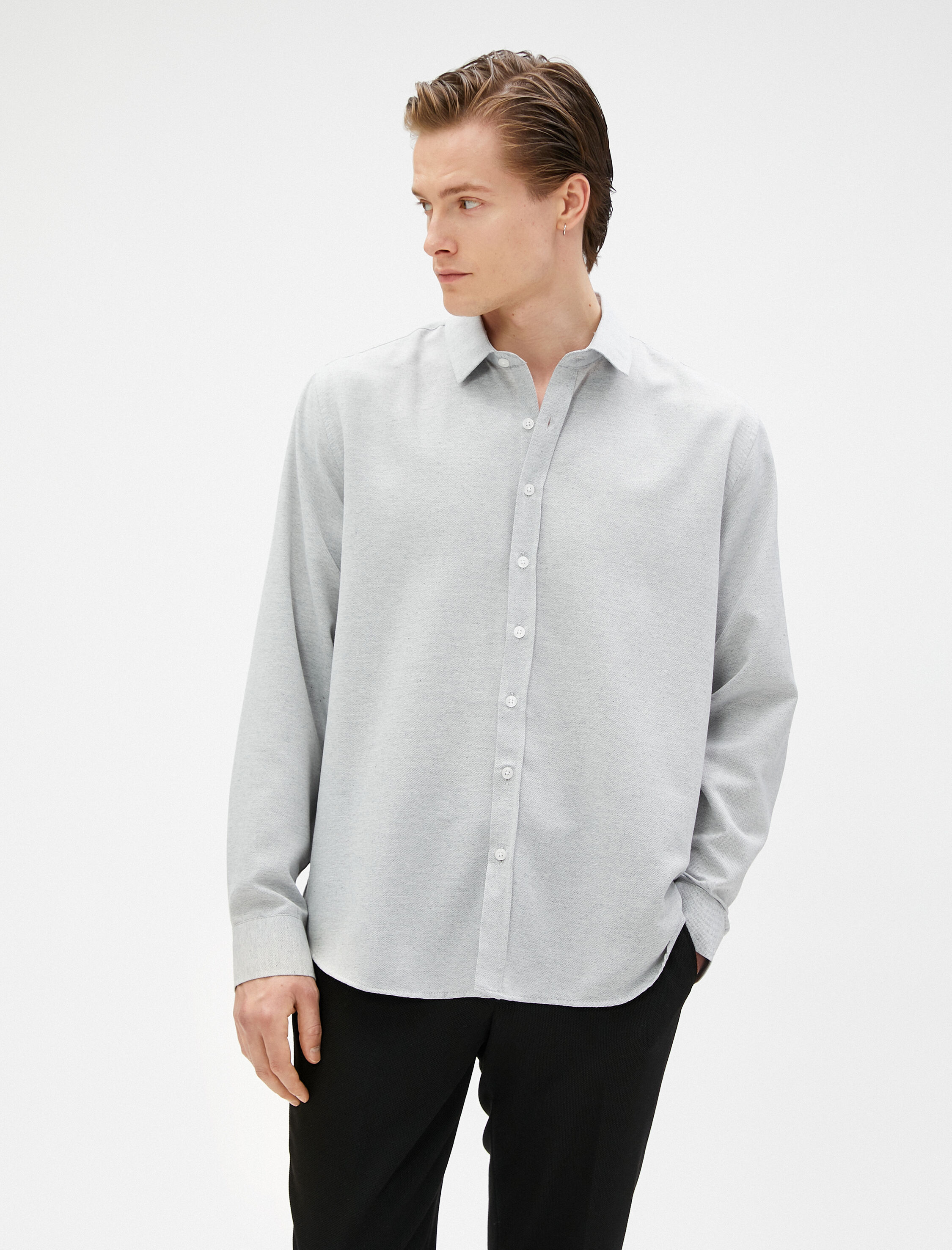   Basic Gömlek Klasik Manşet Yaka Uzun Kollu Düğmeli Non Iron