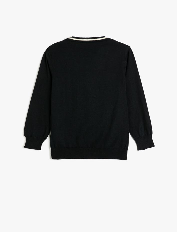 Erkek Çocuk Hırka Düğmeli V Yaka Triko