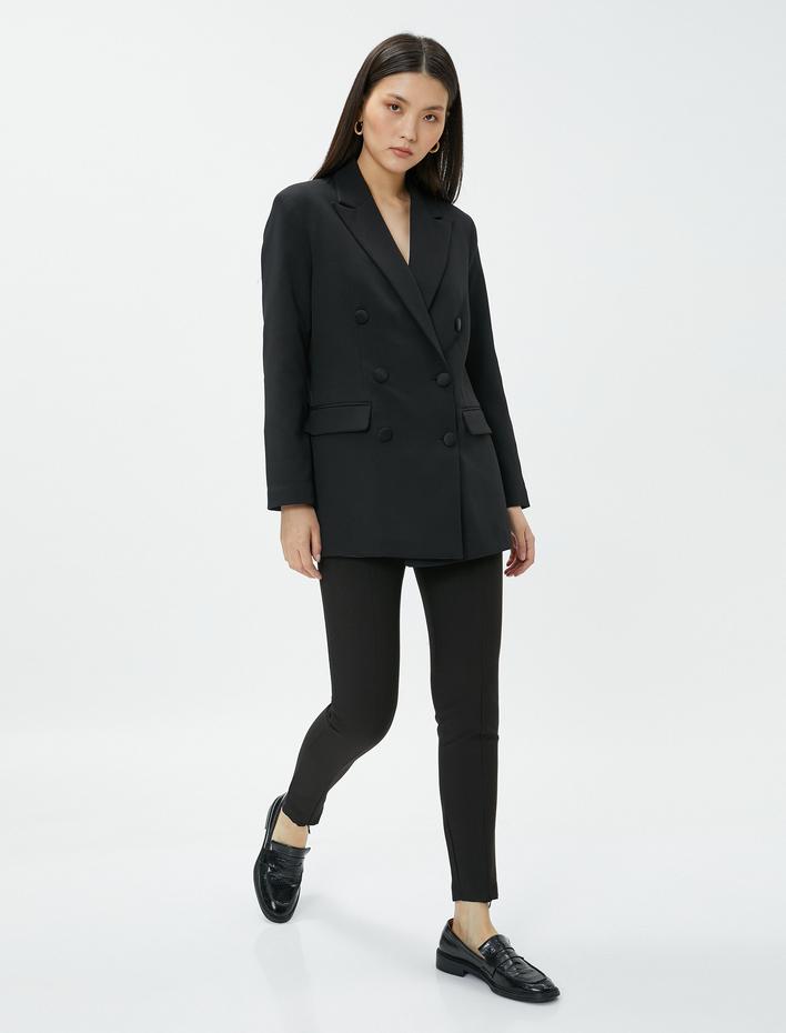  Tayt Pantolon Fermuar Detaylı Yüksek Bel