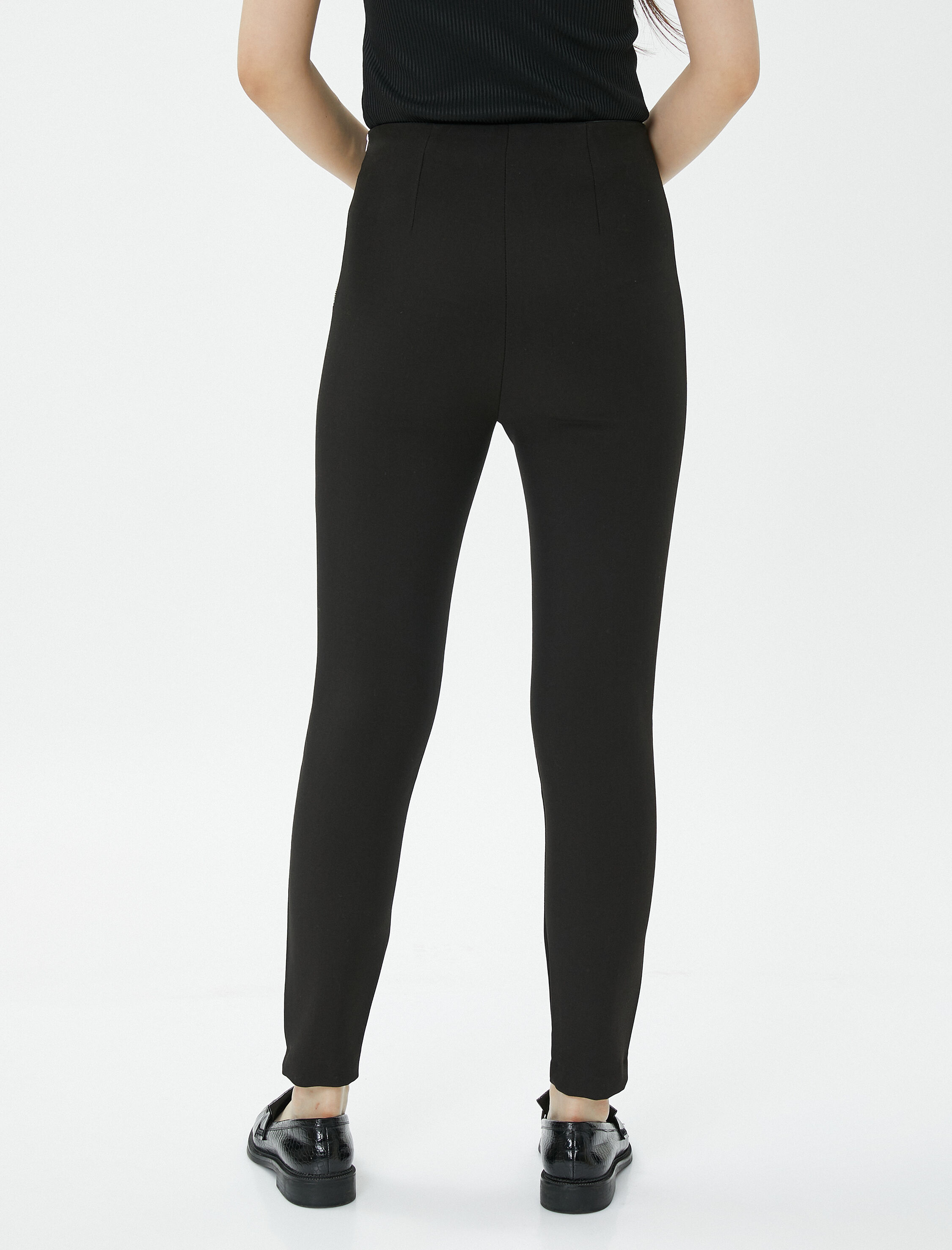   Tayt Pantolon Fermuar Detaylı Yüksek Bel