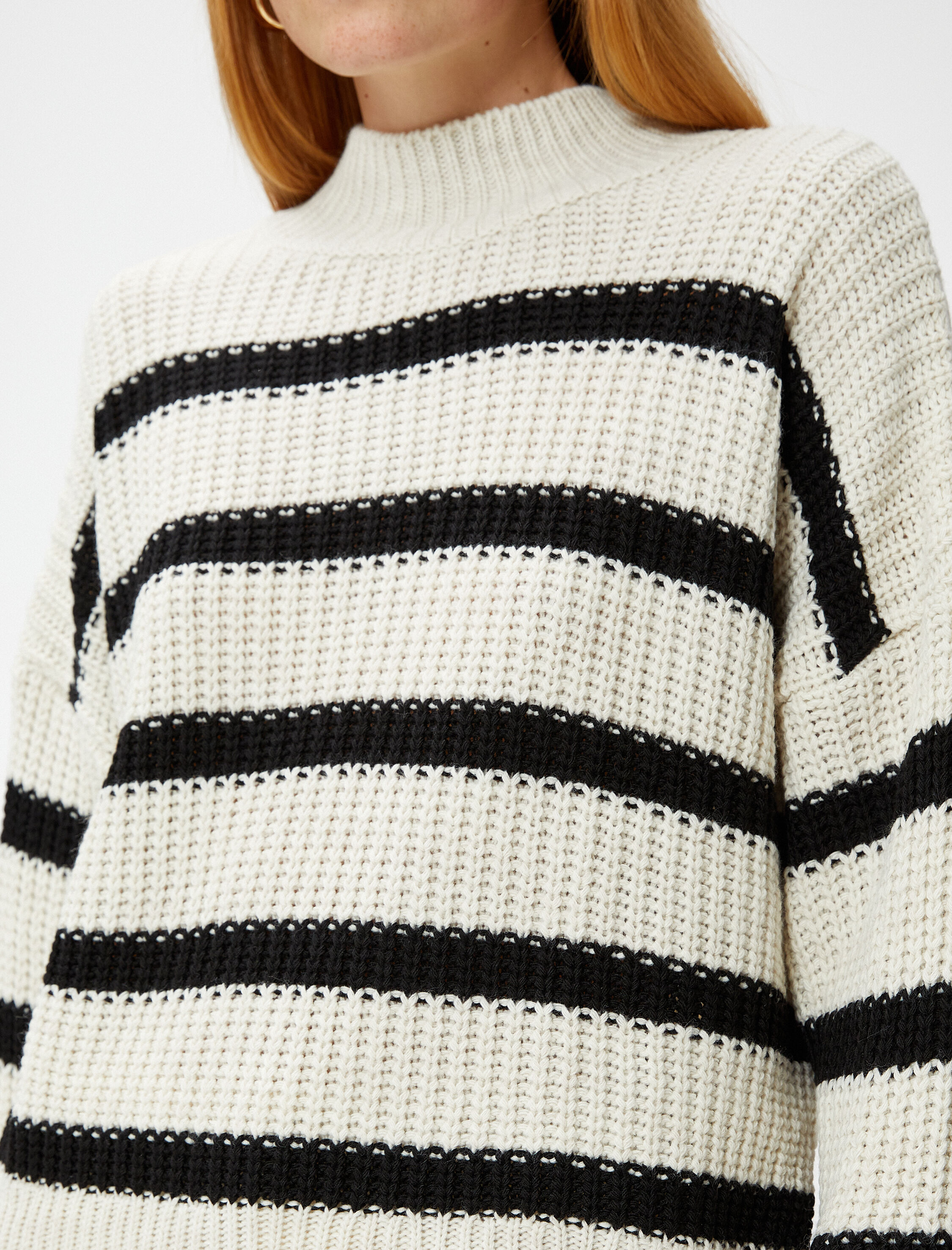   Örgü Kazak Yarım Balıkçı Yaka Kaşmir Dokulu