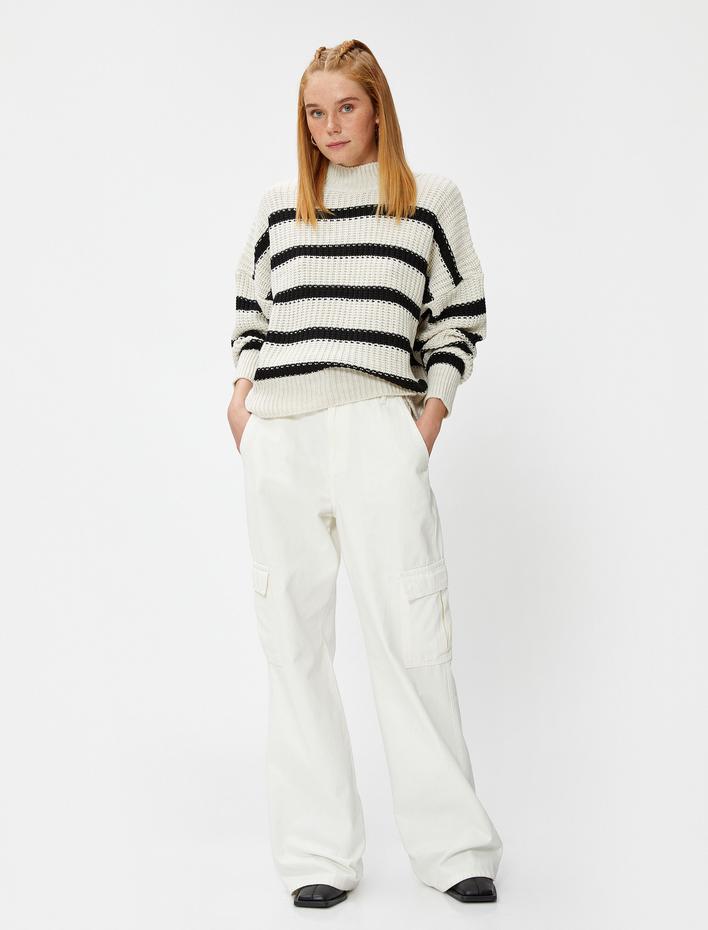  Örgü Kazak Yarım Balıkçı Yaka Kaşmir Dokulu