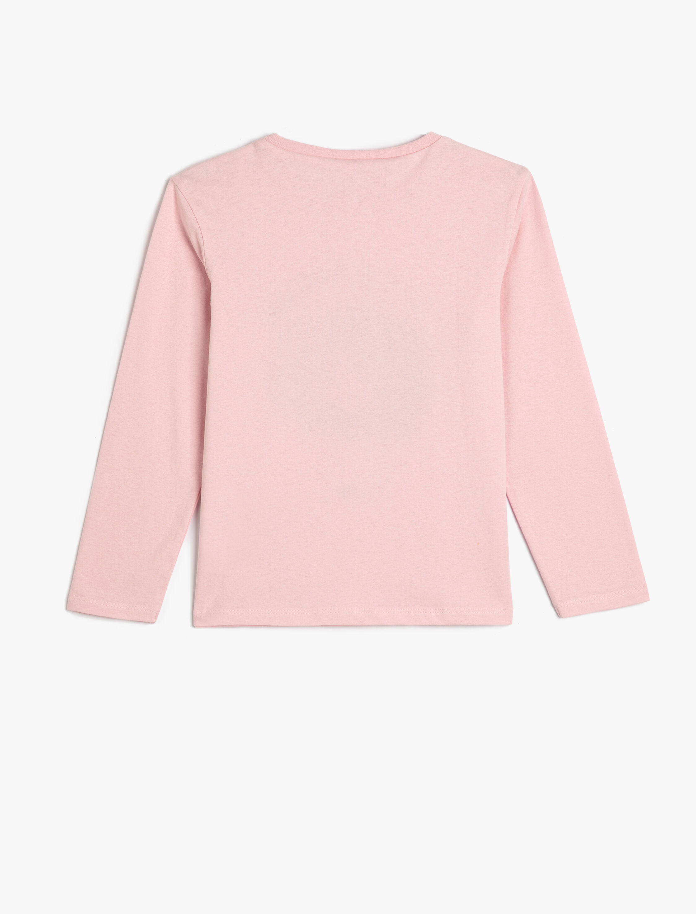  Kız Çocuk Tişört Uzun Kollu Bisiklet Yaka Yıldız Baskılı Simli Pamuklu