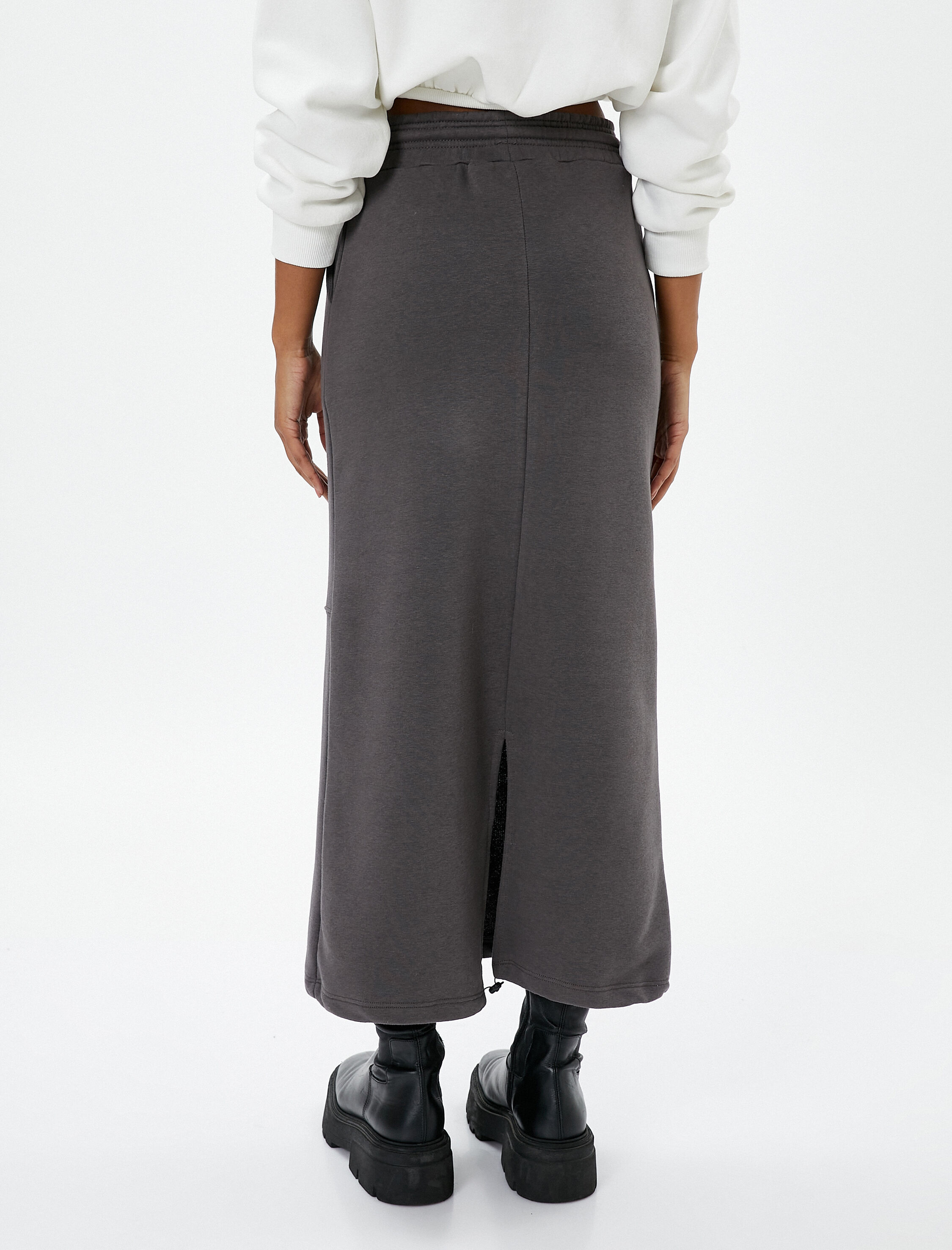   Sweat Midi Etek Beli Bağcıklı Nervürlü