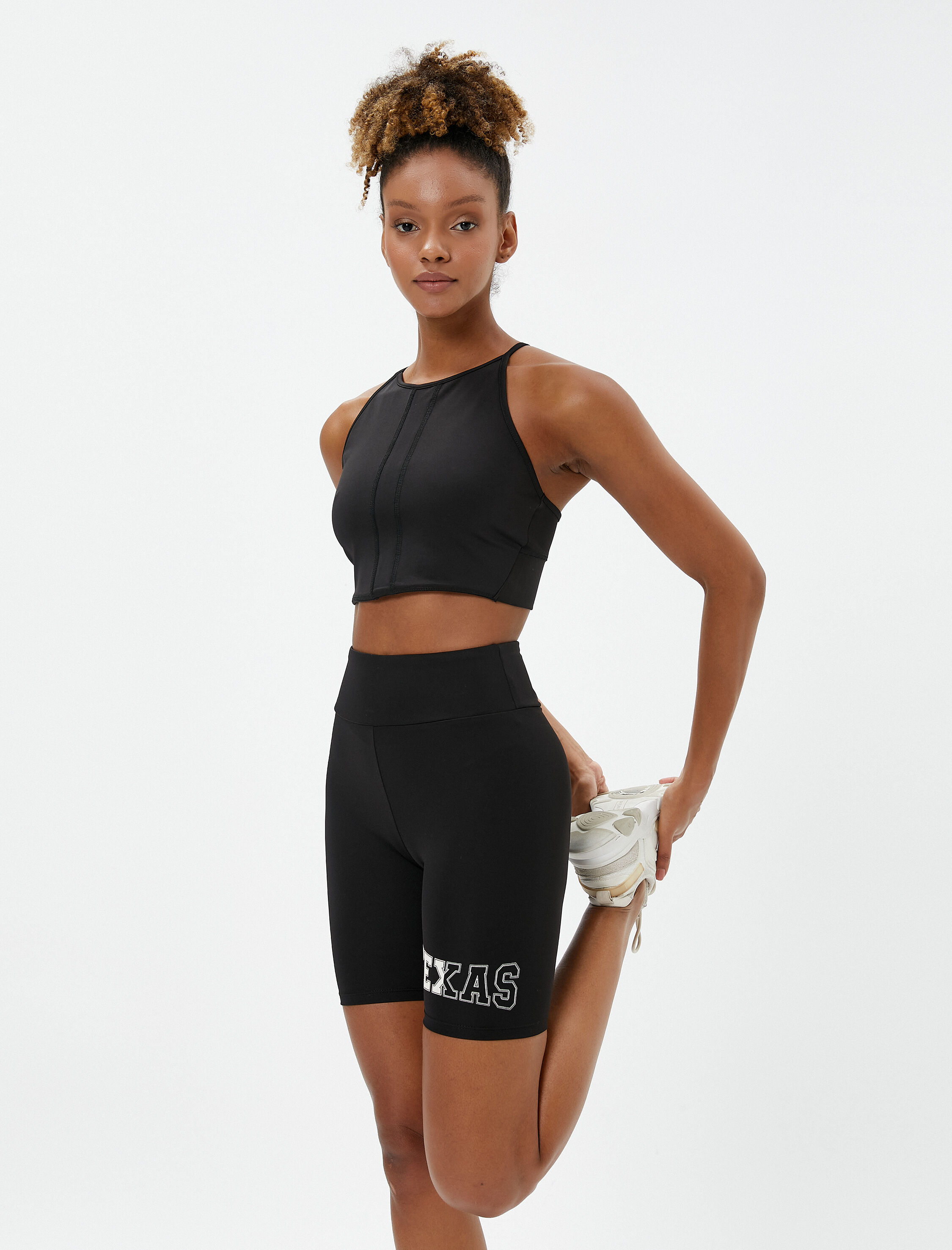   Biker Tayt Baskılı Yüksek Bel