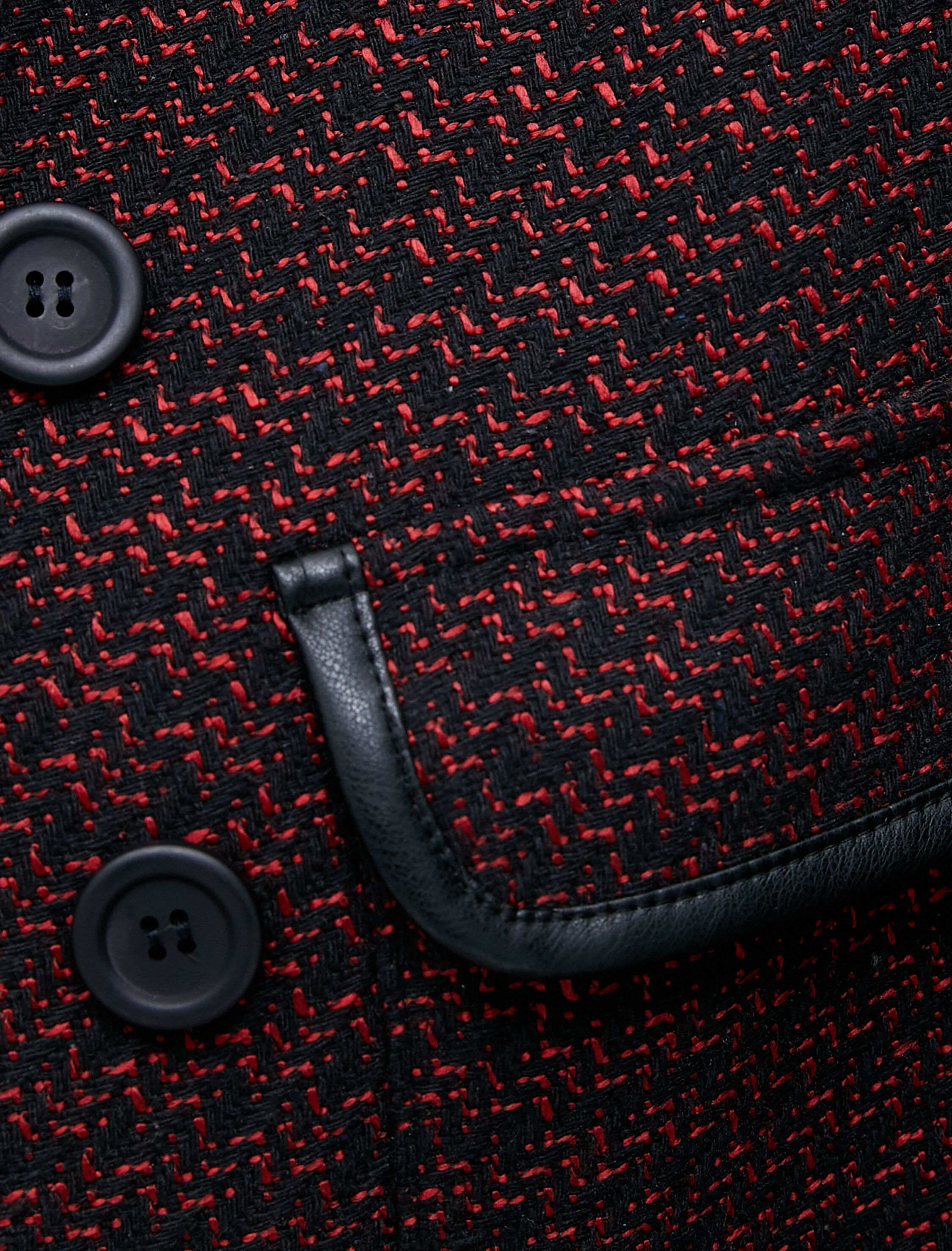 Koton Crop Tüvit Blazer Ceket Cepli Düğmeli Suni Deri Detaylı. 8