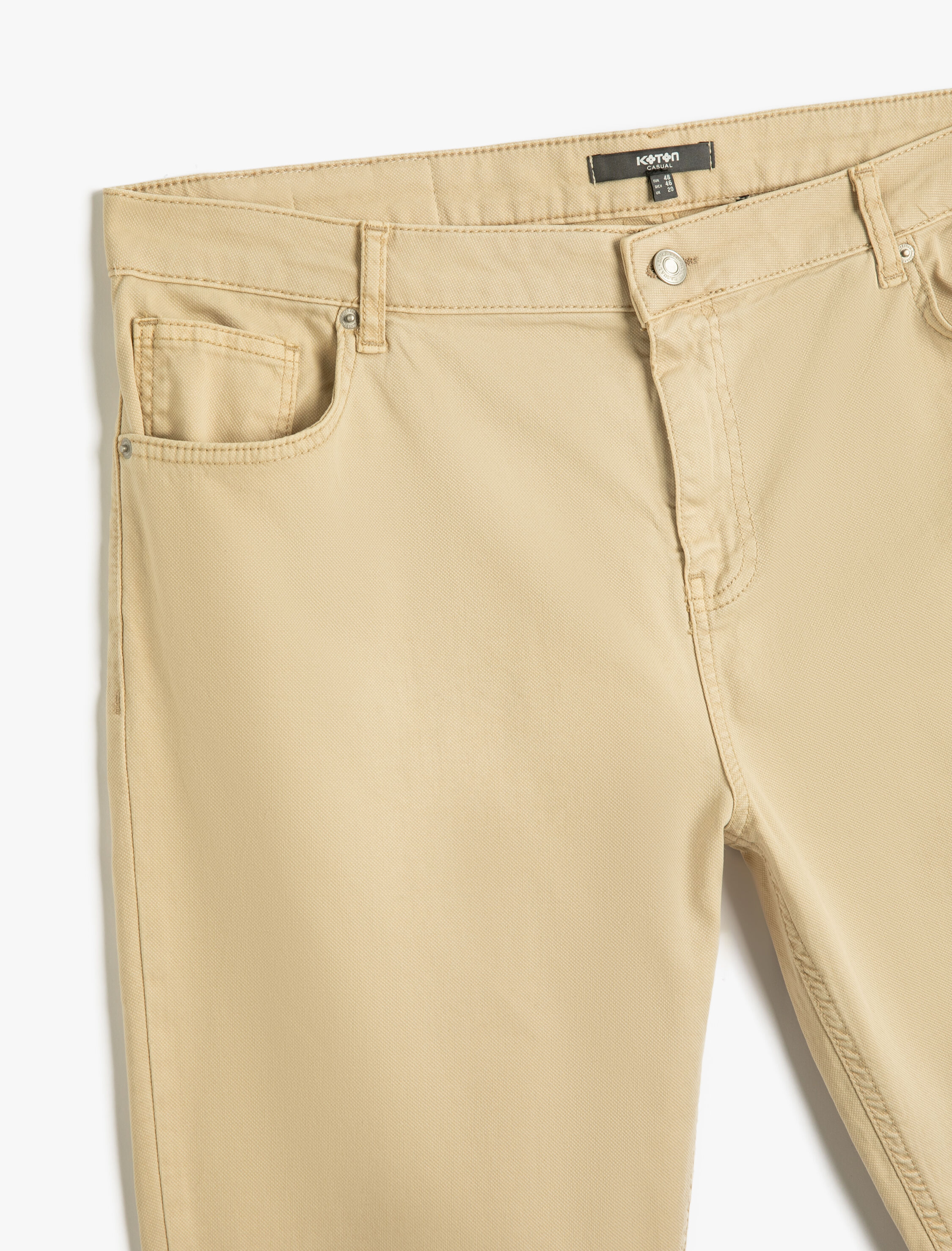   Kanvas Pantolon Gabardin Boru Paça Düğmeli Pamuklu