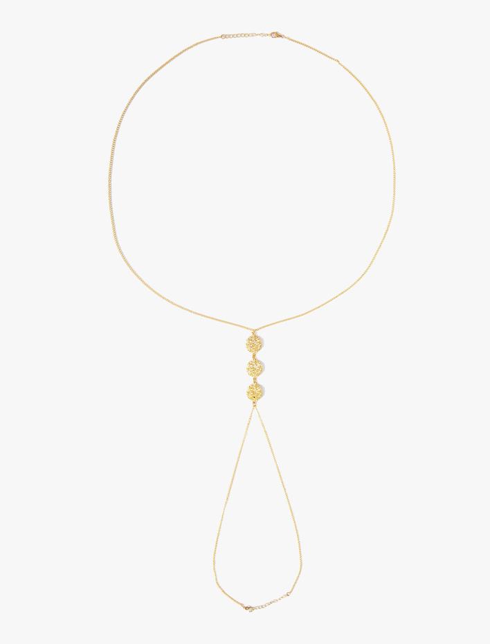 Kadın Vücut Zinciri Madalyon Charm Detaylı