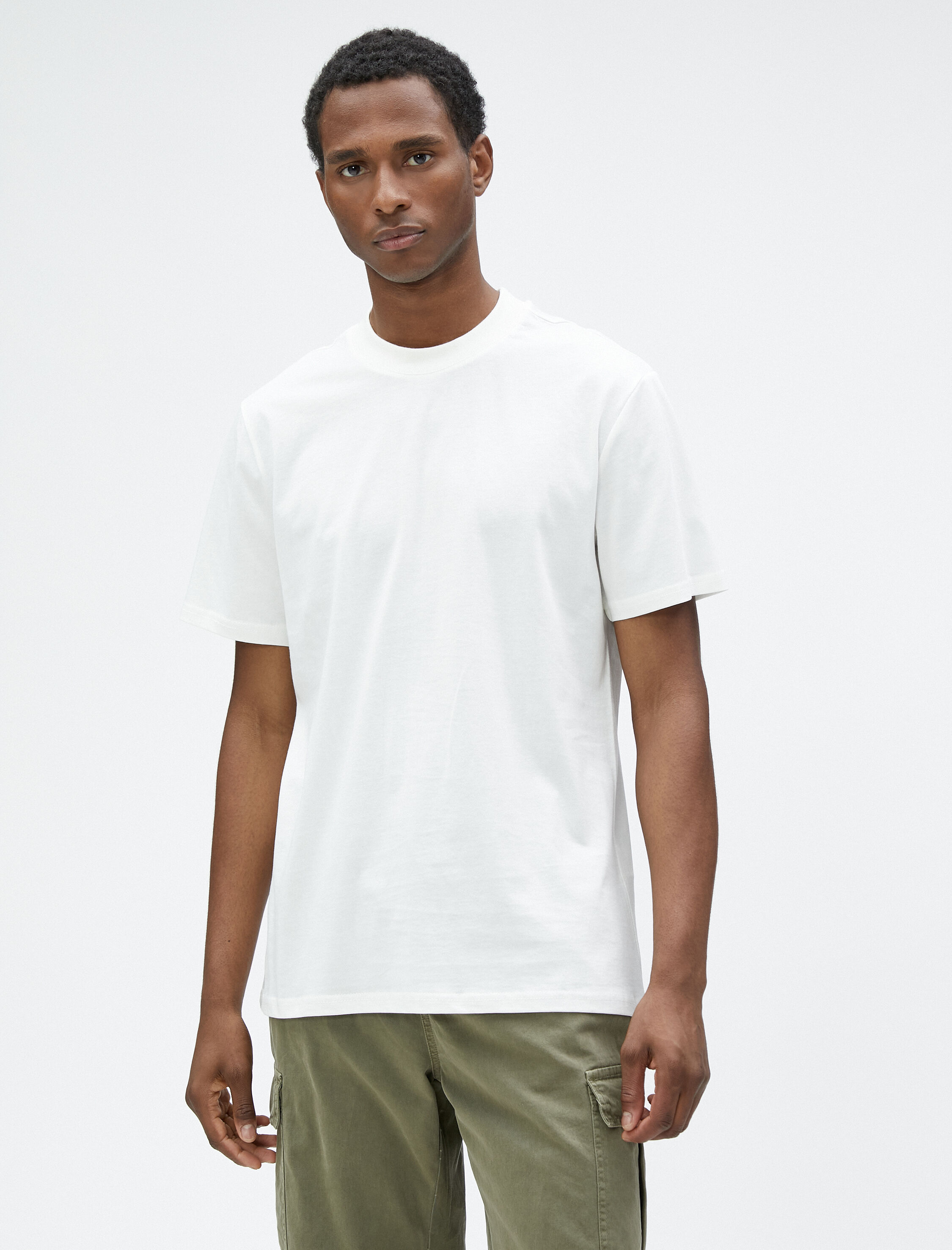   Basic Tişört Bisiklet Yaka Kısa Kollu Pamuklu