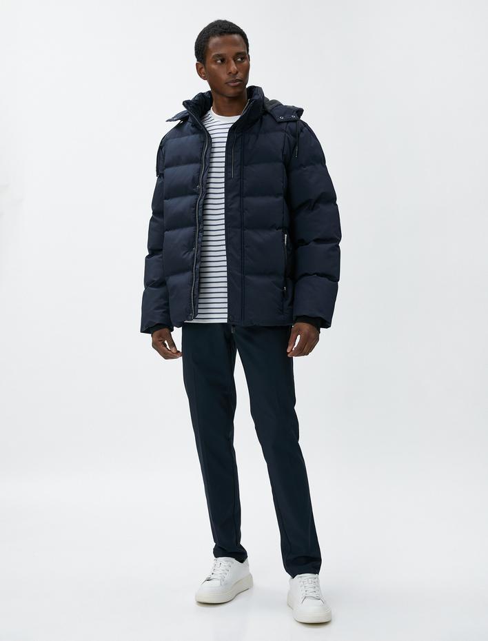  Şişme Mont Çıkarılabilir Kapşonlu Fermuar Detaylı