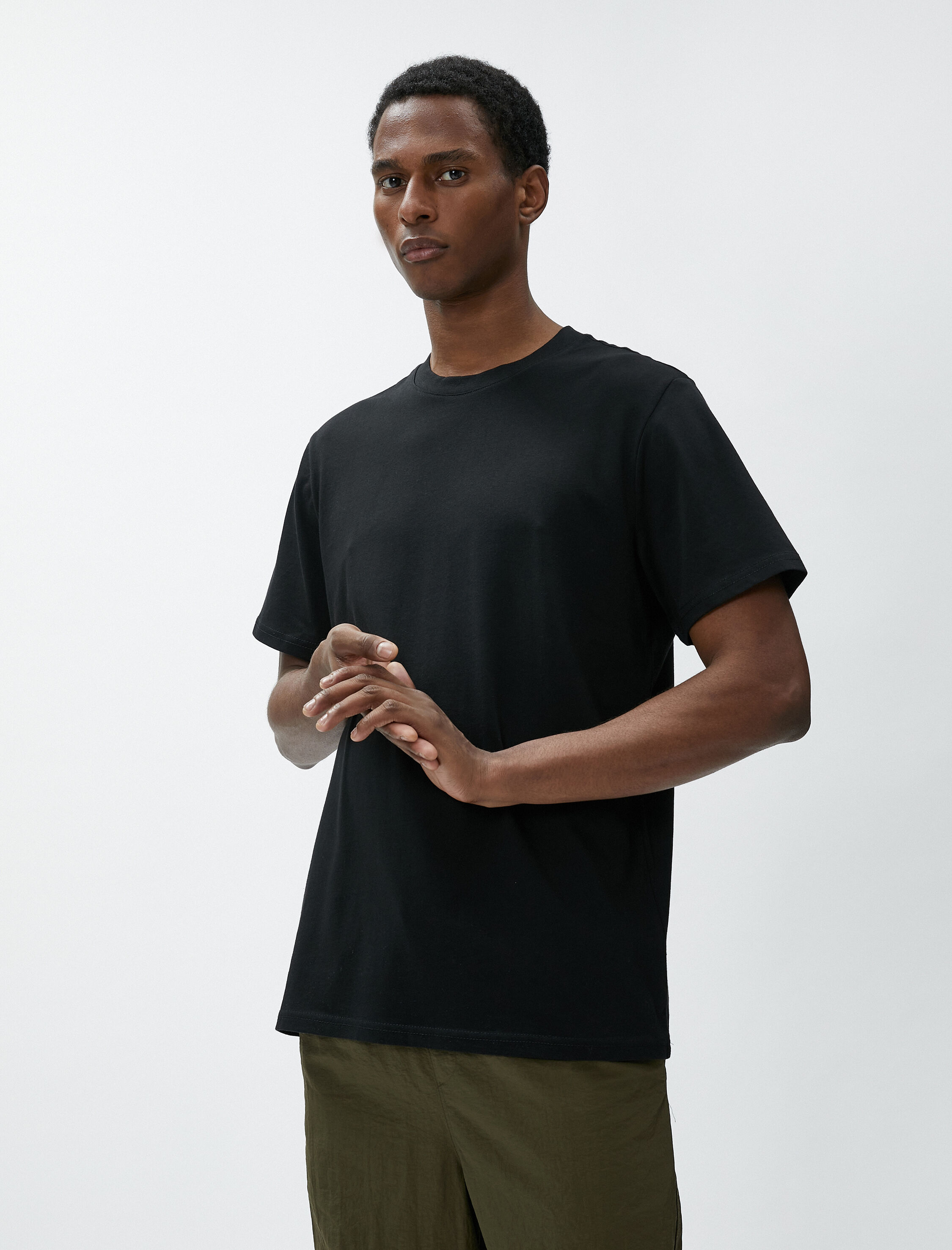   Basic Tişört Bisiklet Yaka Kısa Kollu Pamuklu