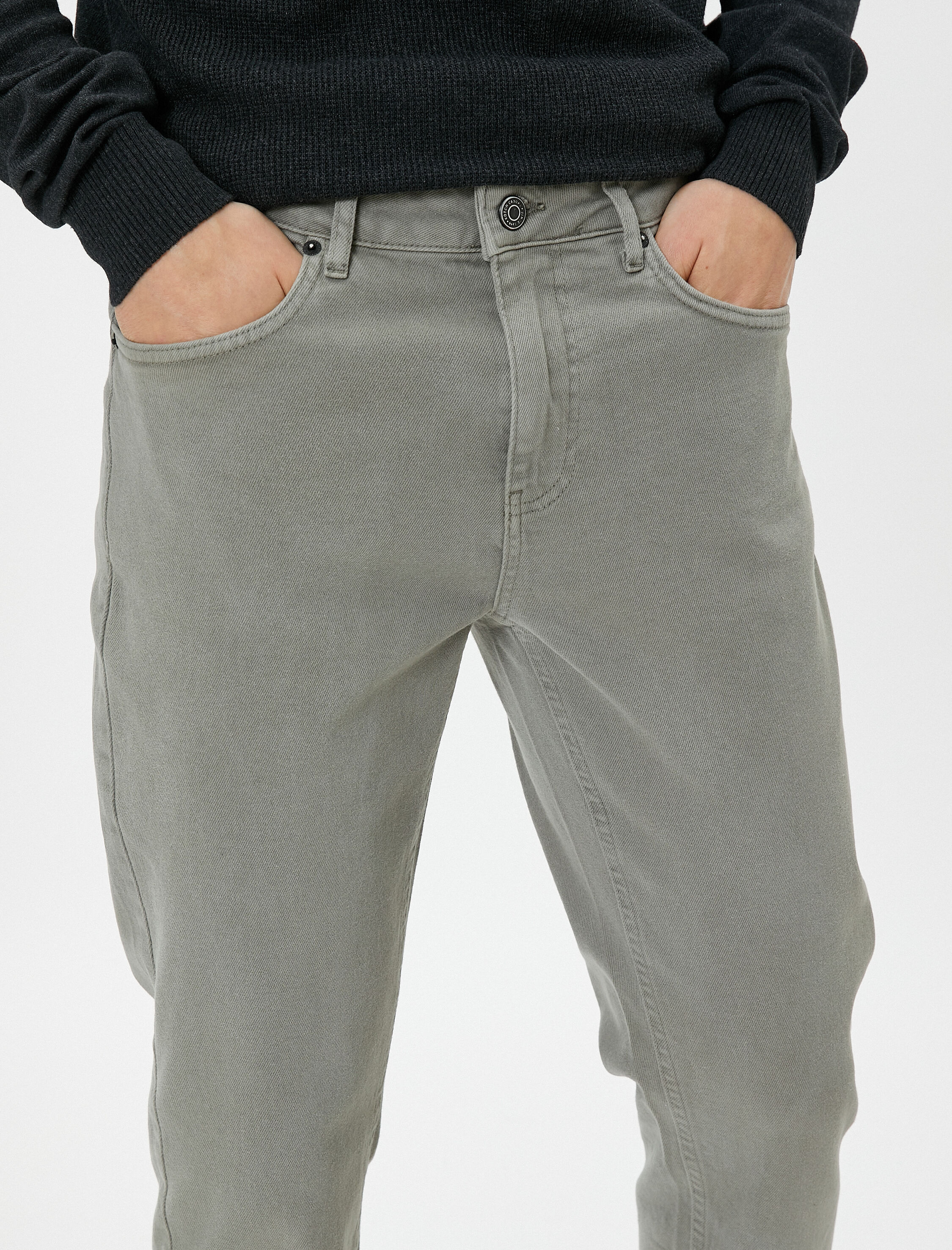   Gabardin Pantolon Boru Paça Düğmeli Pamuklu