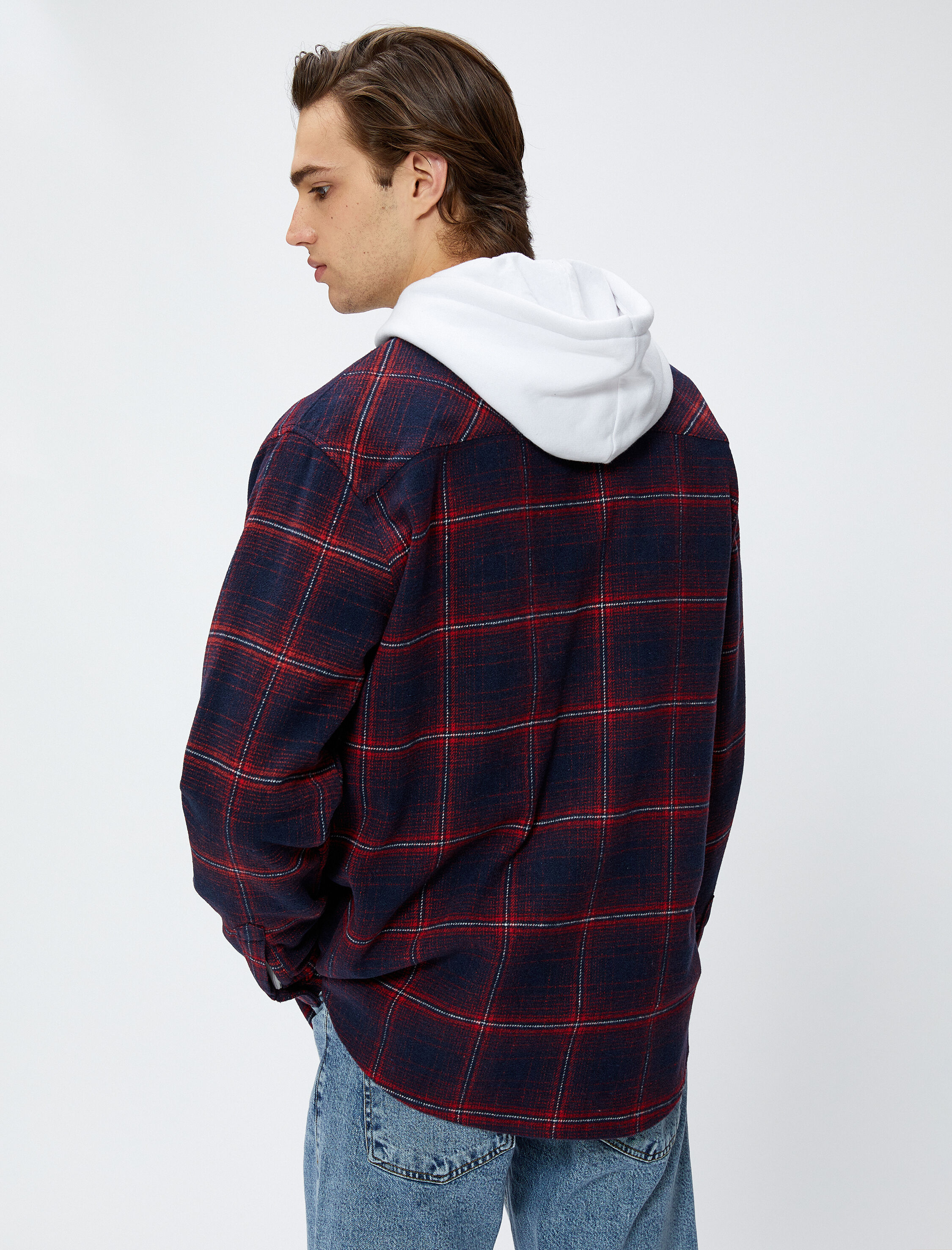   Oduncu Gömleği Klasik Yaka Düğmeli Cep Detaylı Uzun Kollu Yumuşak Dokulu