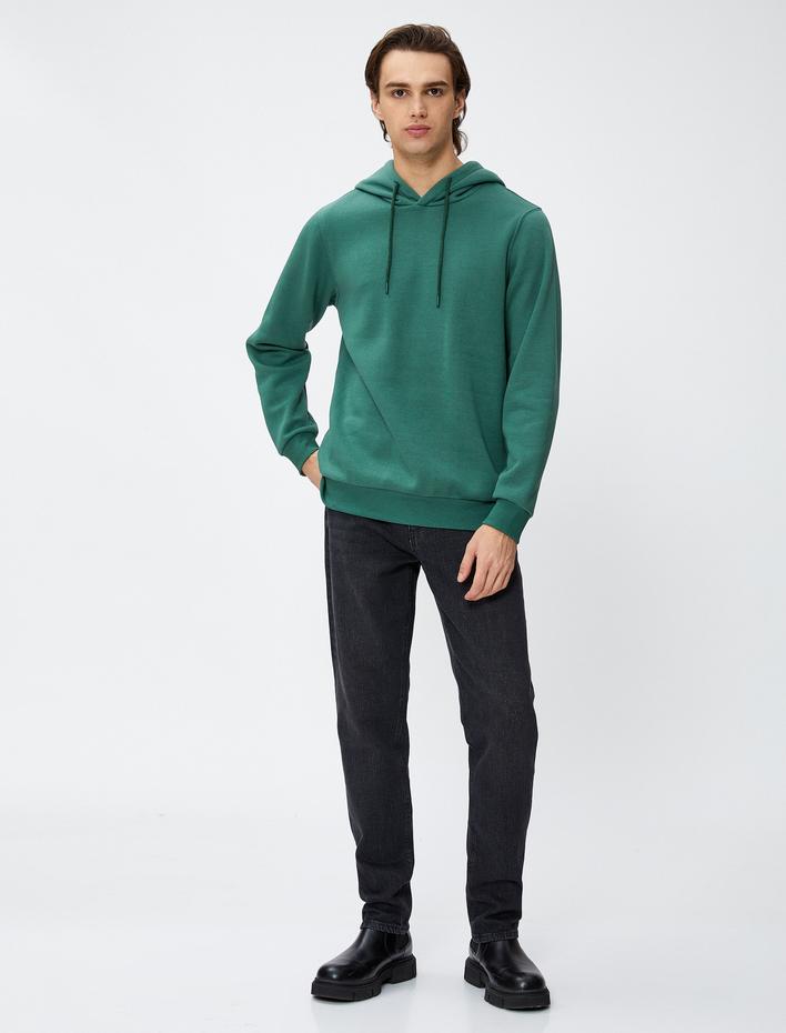  Basic Kapşonlu Sweat Uzun Kollu Şardonlu