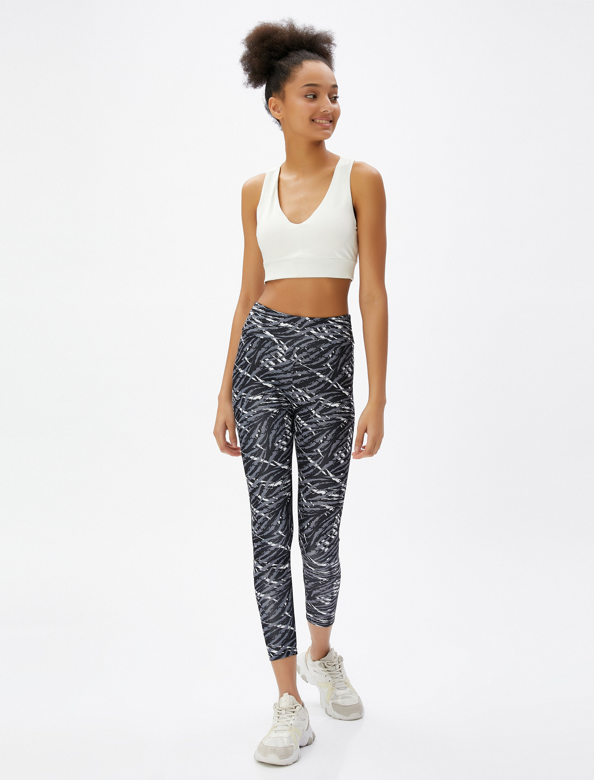   Baskılı Spor Tayt Yüksek Bel