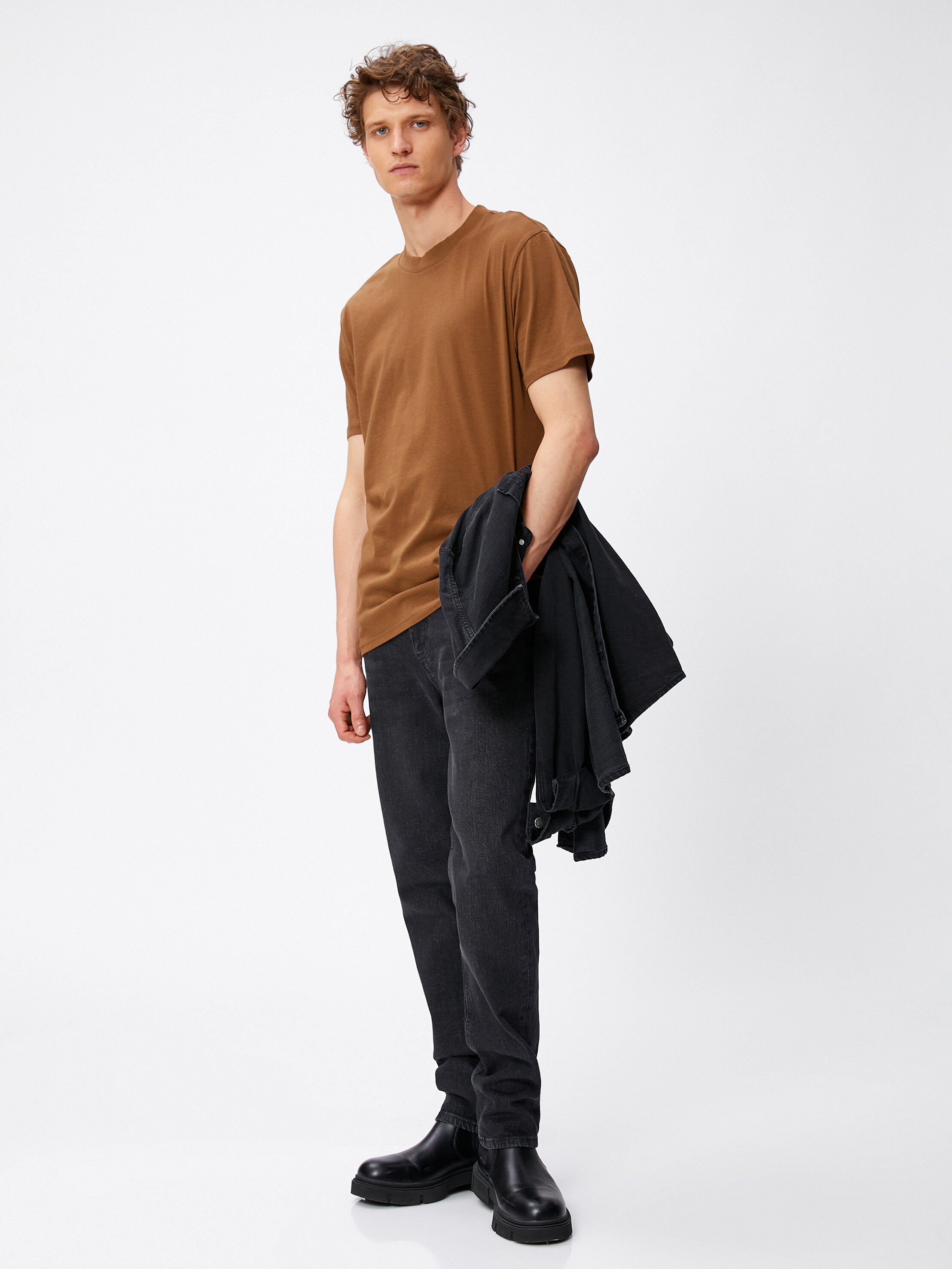   Basic Tişört Bisiklet Yaka Kısa Kollu Pamuklu