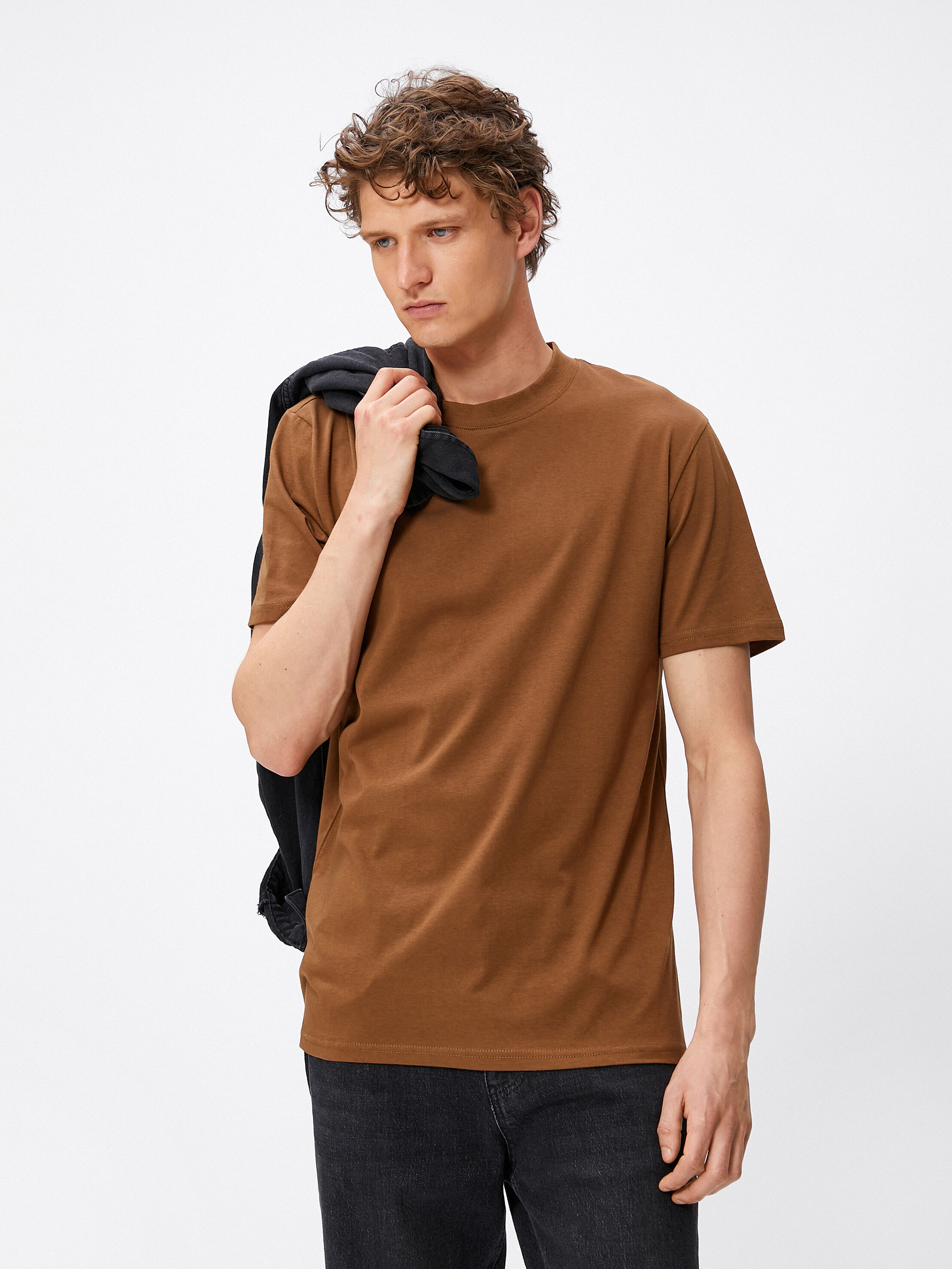   Basic Tişört Bisiklet Yaka Kısa Kollu Pamuklu