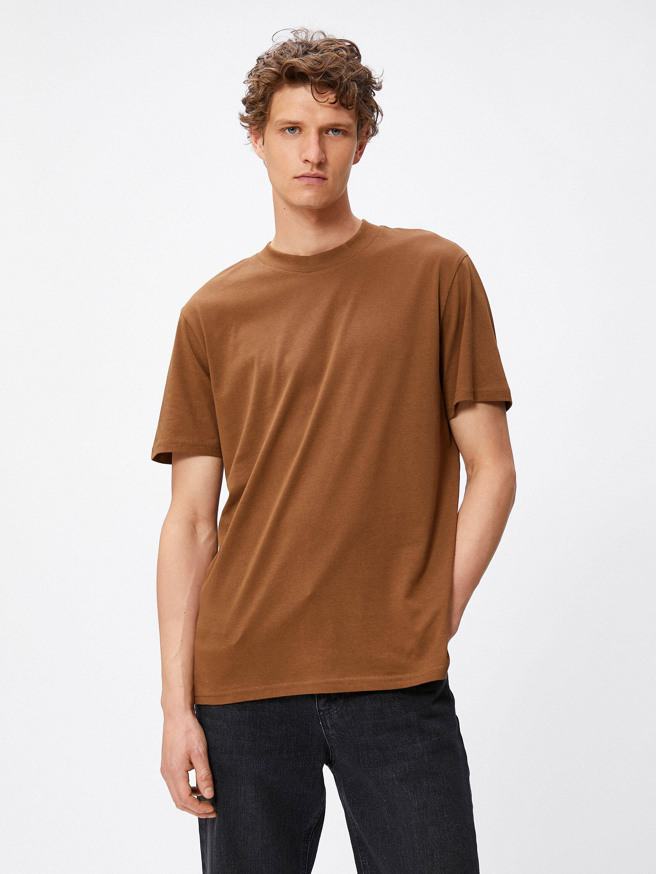   Basic Tişört Bisiklet Yaka Kısa Kollu Pamuklu