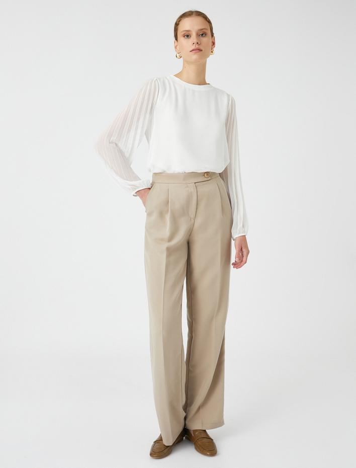  Tül Bluz Kolları Pileli