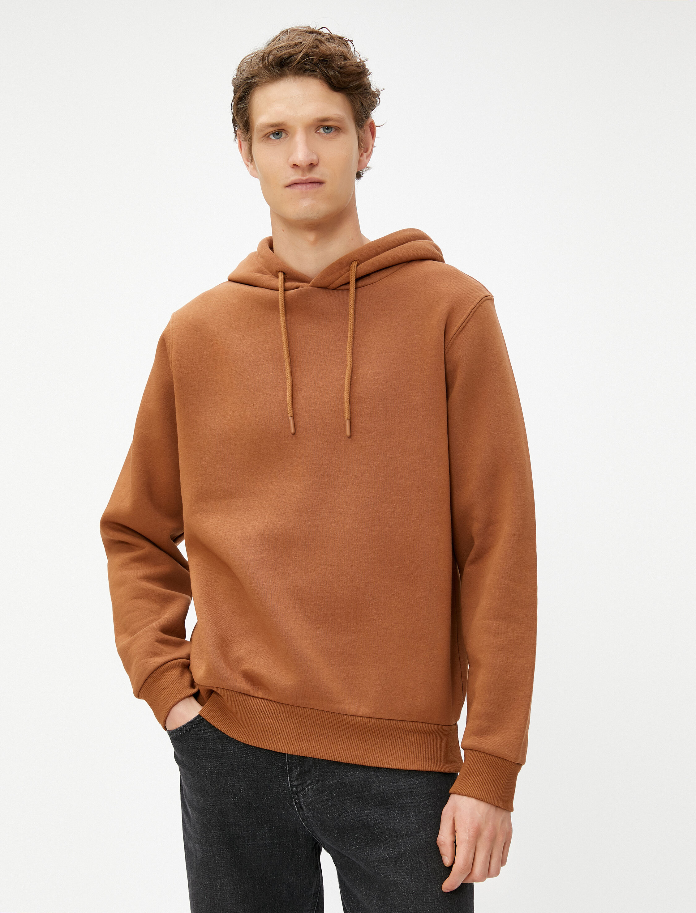 Basic Kapşonlu Sweat Uzun Kollu Şardonlu