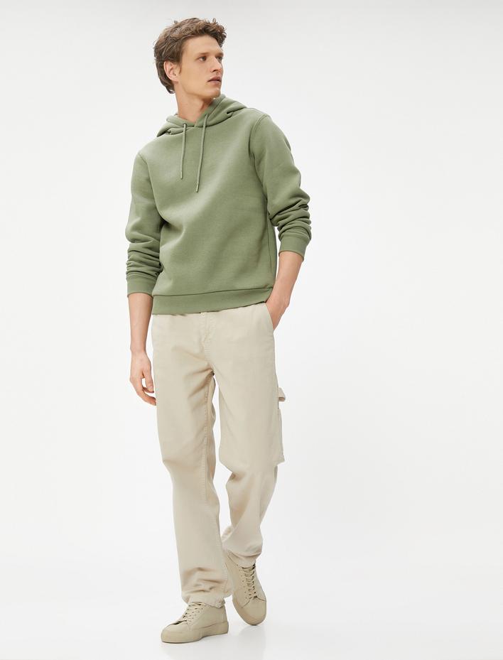  Basic Kapşonlu Sweat Uzun Kollu Şardonlu