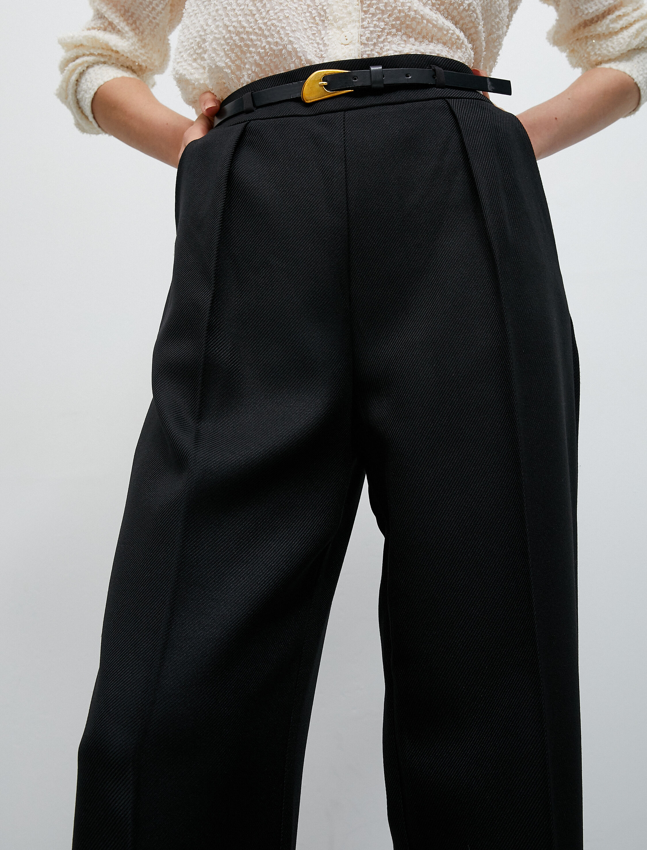   Geniş Paça Pantolon Kemerli Nervürlü