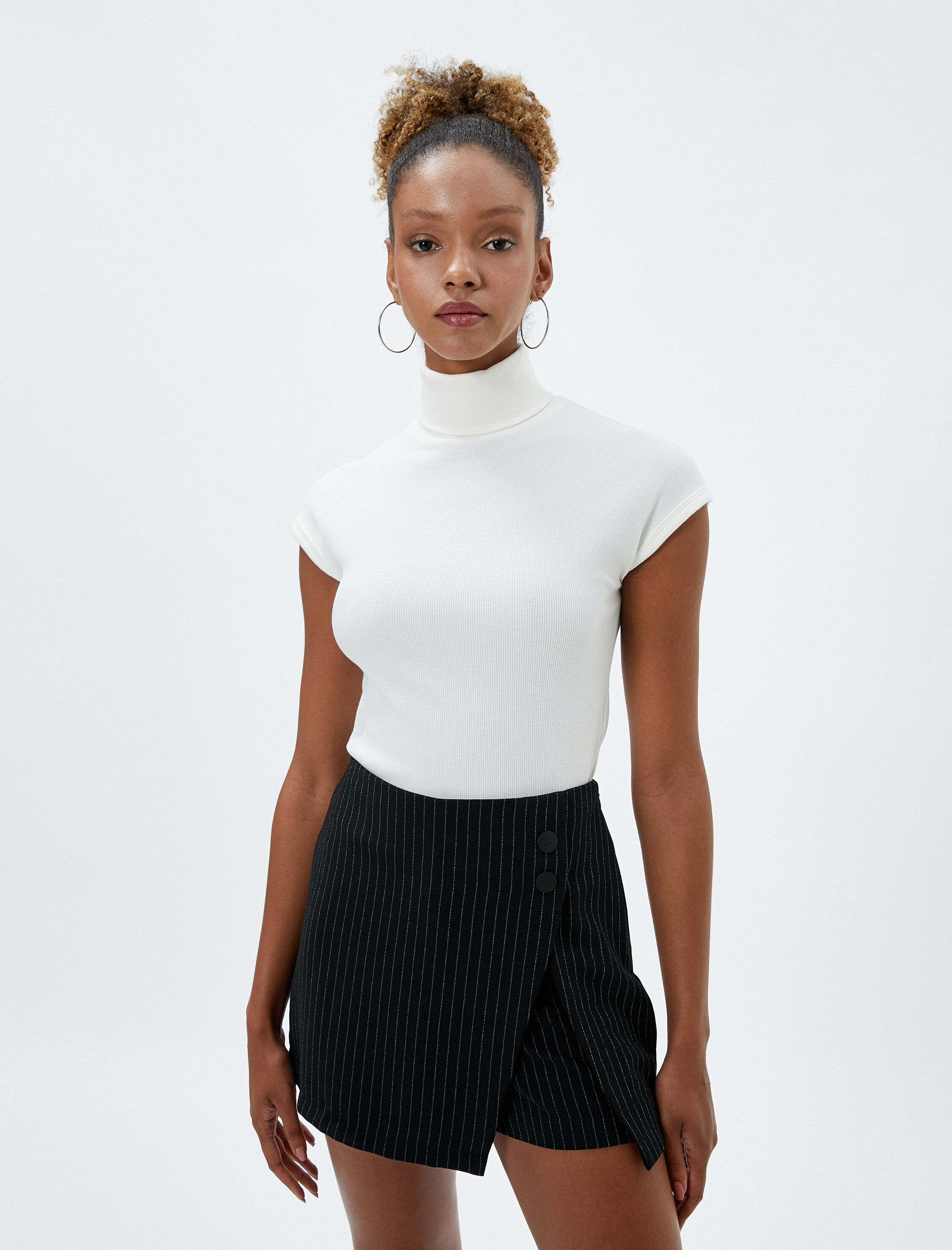   Balıkçı Yaka Basic Tişört Kısa Kollu Ribanalı Pamuklu