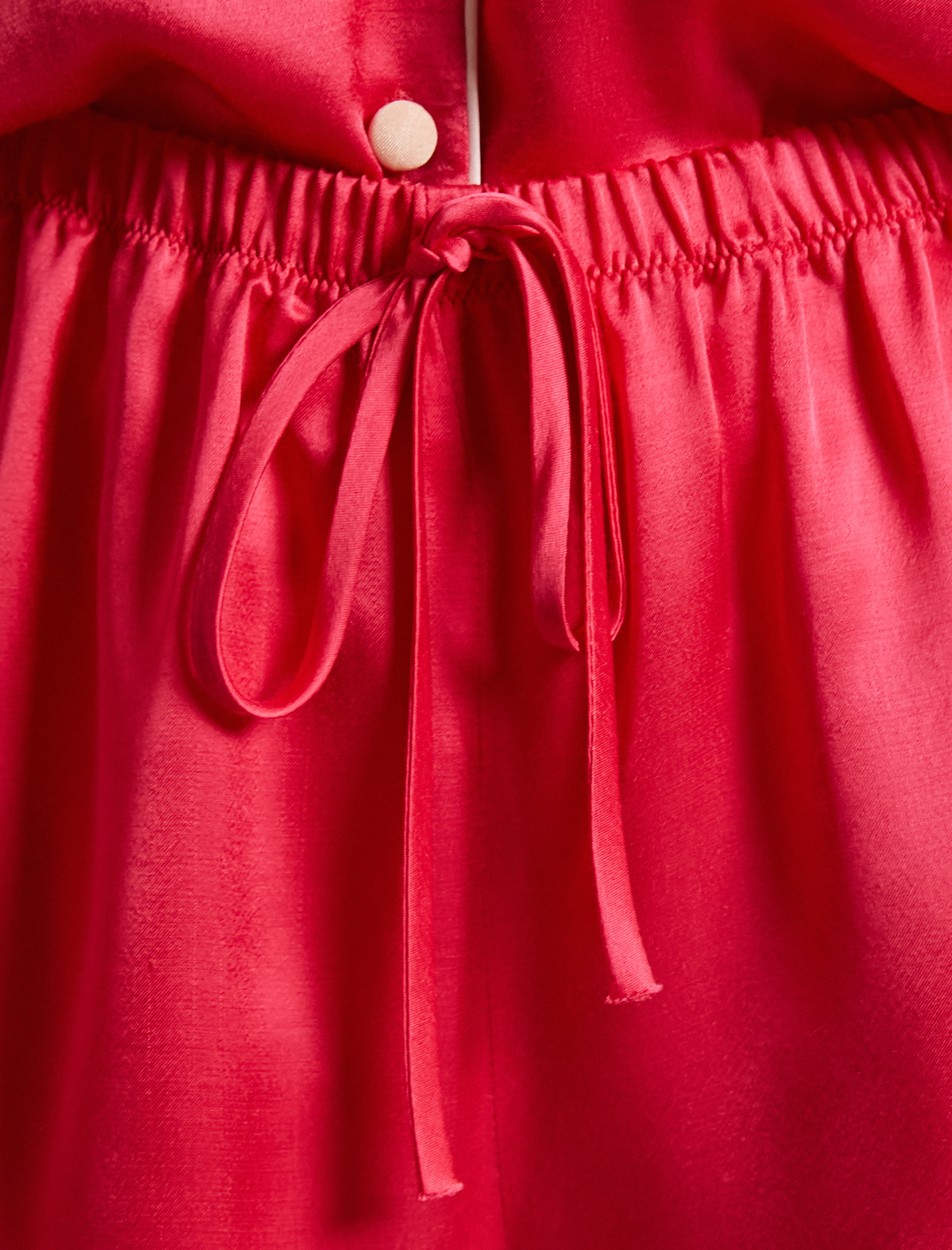   Saten Pijama Altı Şort Beli Bağcıklı