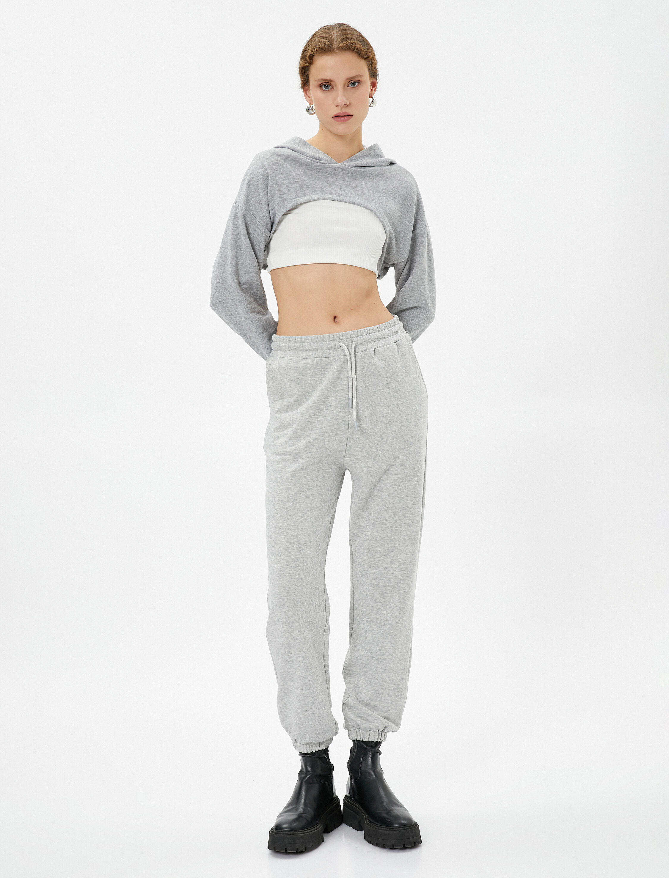   Jogger Eşofman Altı Beli Bağlamalı Pamuklu