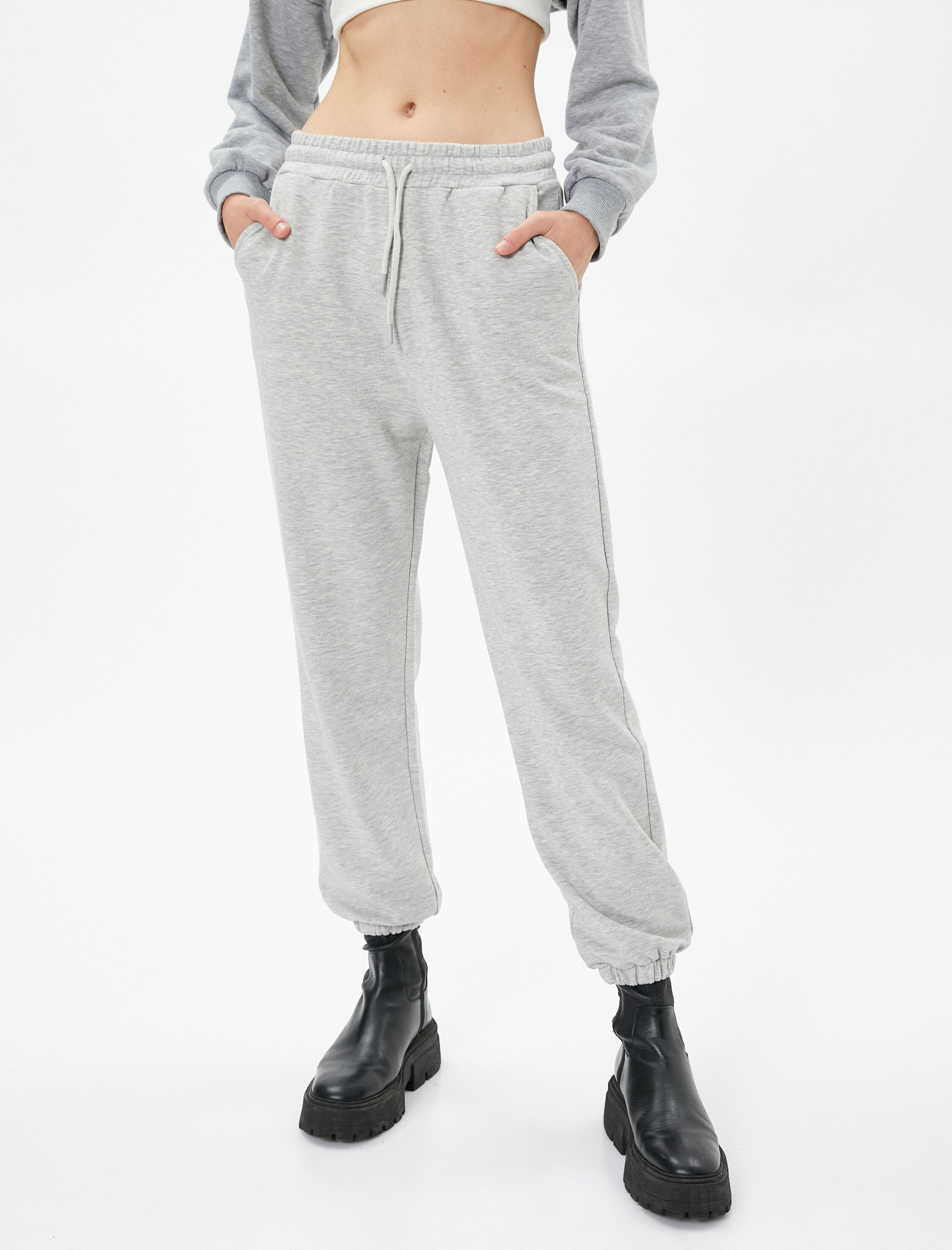   Jogger Eşofman Altı Beli Bağlamalı Pamuklu