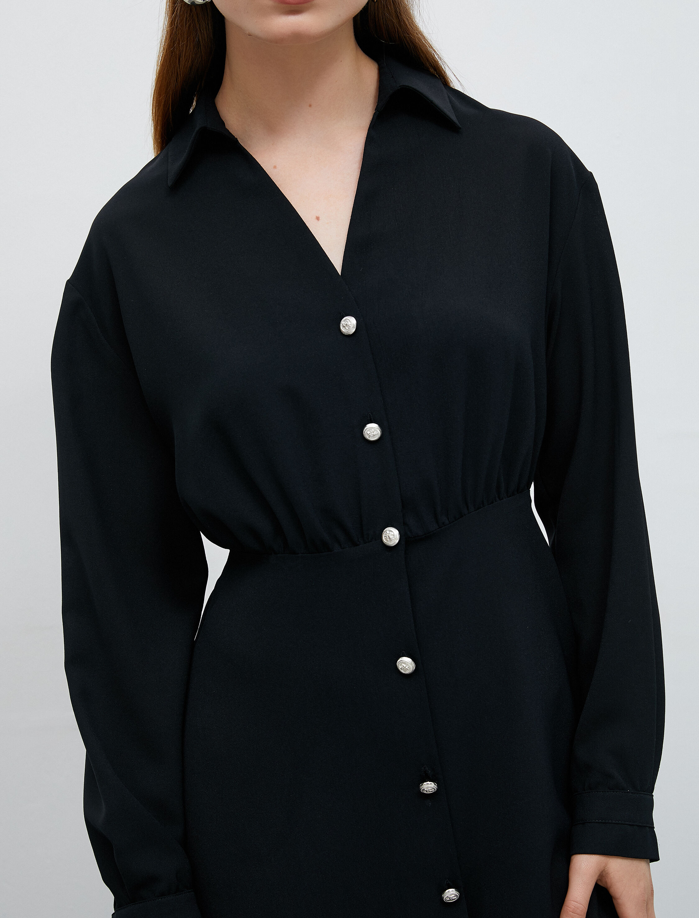   Mini Gömlek Elbise Düğmeli