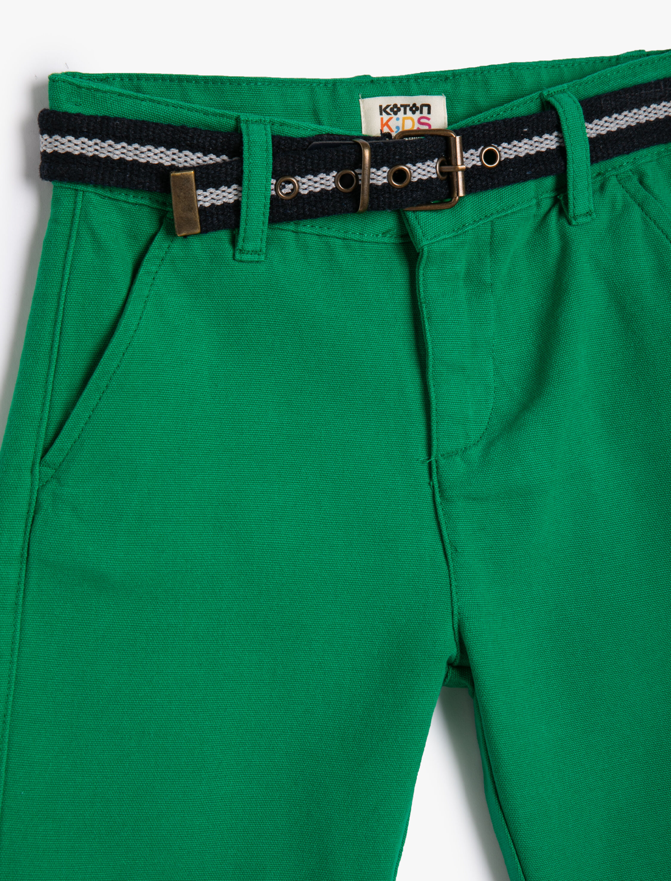  Erkek Çocuk Chino Şort Kemer Detaylı Cepli Pamuklu