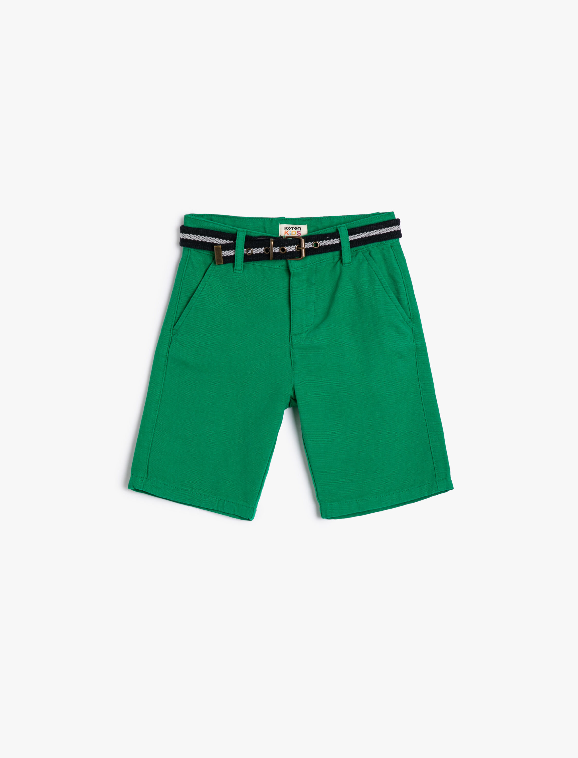  Erkek Çocuk Chino Şort Kemer Detaylı Cepli Pamuklu