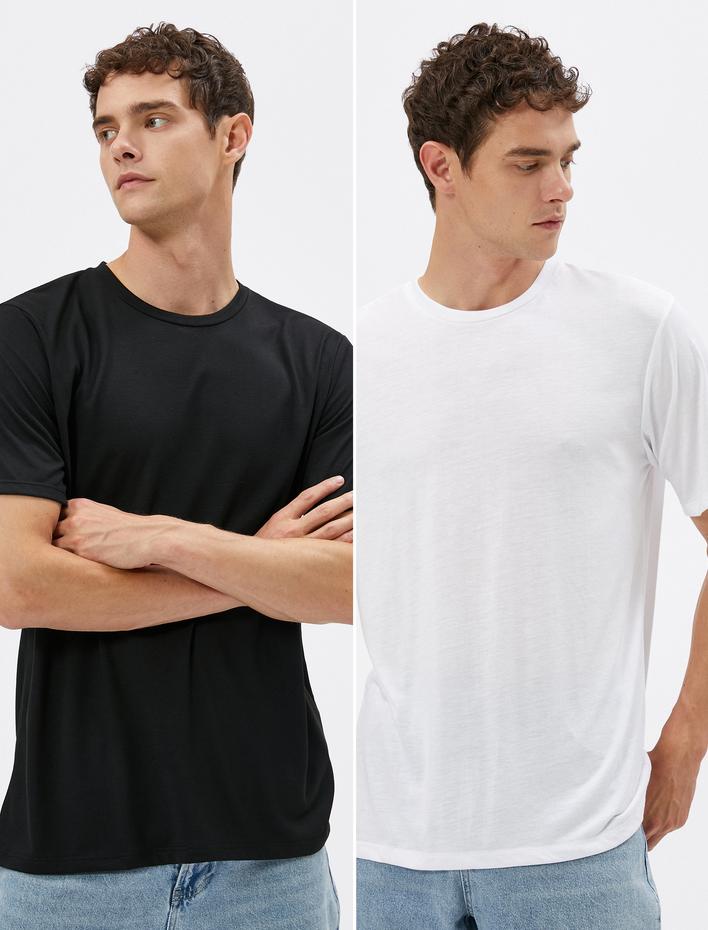  2'li Basic Tişört Seti Bisiklet Yaka Çok Renkli Kısa Kollu