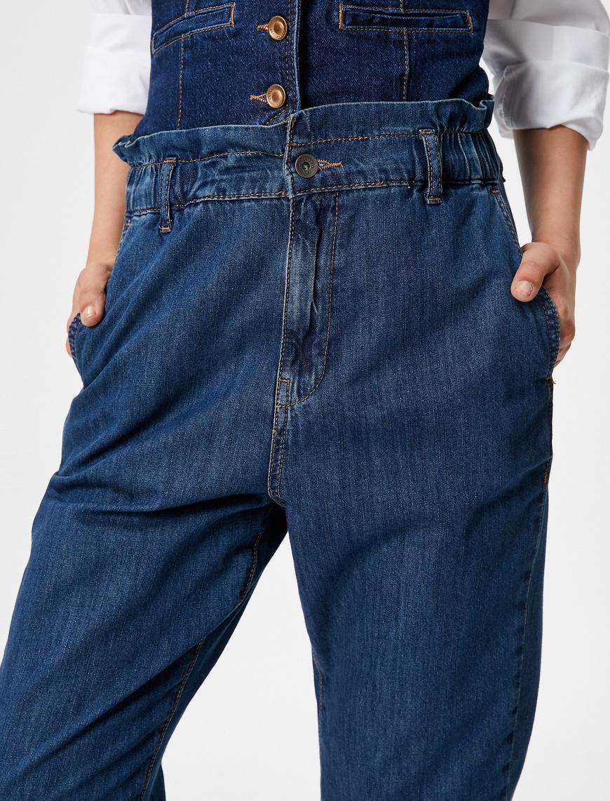   Beli Lastikli Kot Pantolon Yüksek Bel - Baggy Jeans