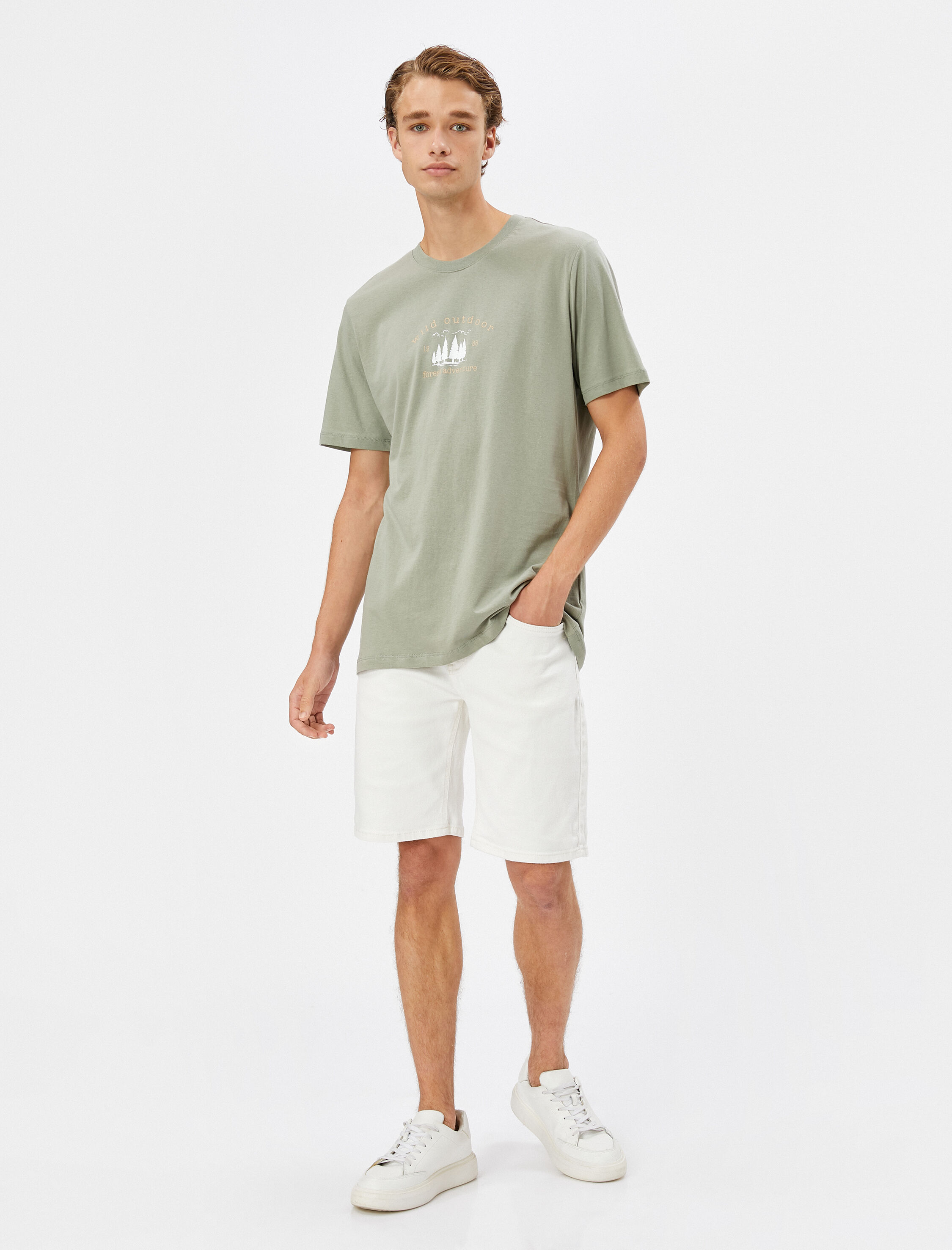   Slogan Baskılı Tişört Bisiklet Yaka Kısa Kollu Pamuklu