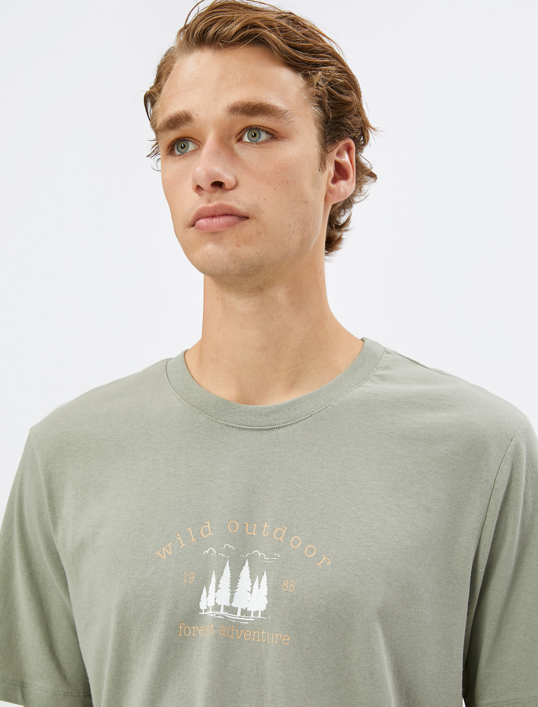   Slogan Baskılı Tişört Bisiklet Yaka Kısa Kollu Pamuklu