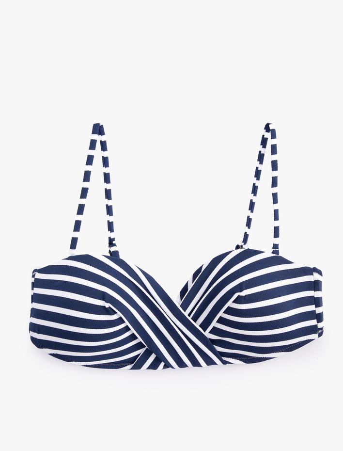  Straplez Bikini Üstü Dokulu Çıkarılabilir Askılı