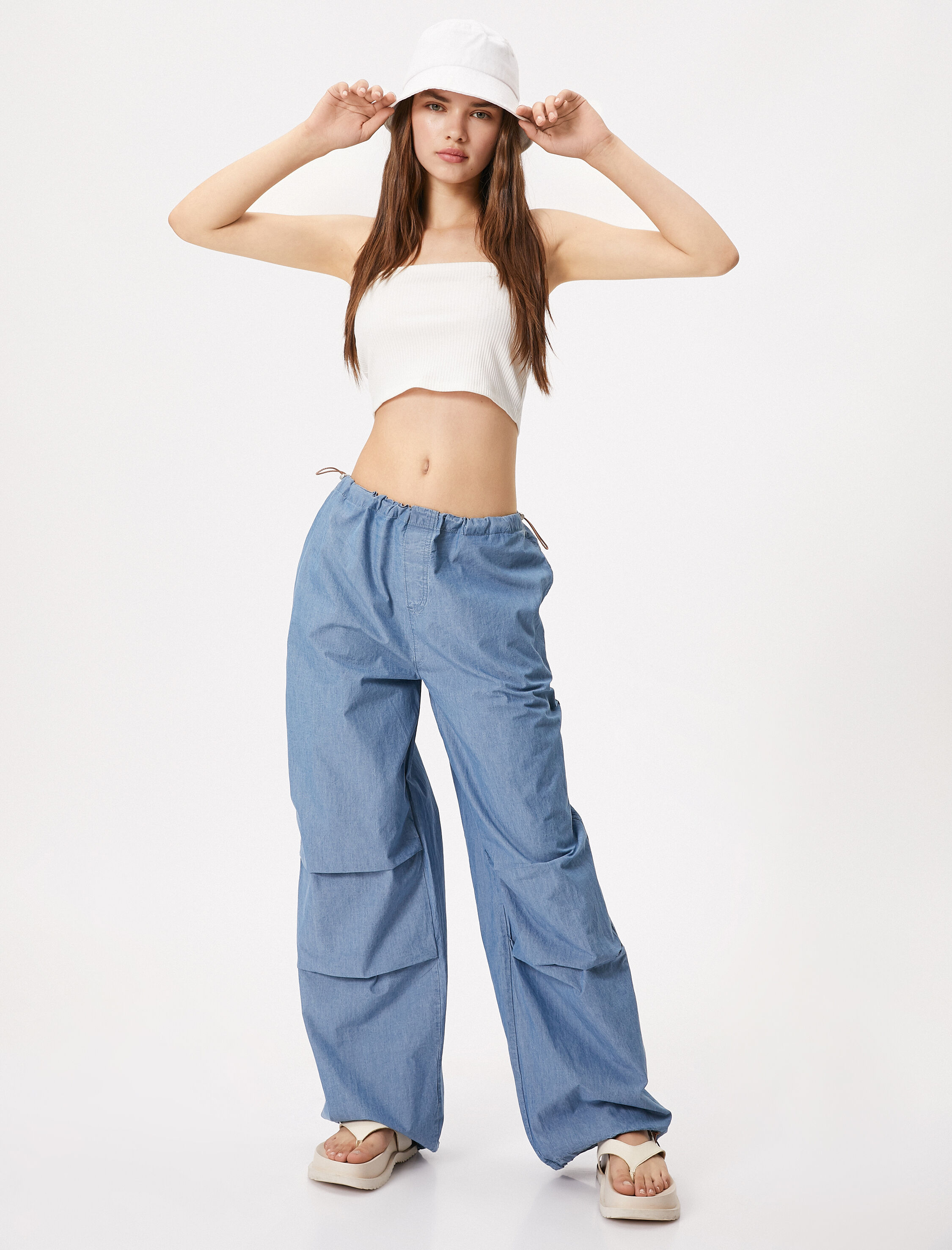   Kot Paraşüt Pantolon Beli Lastikli Stoperli Pamuklu