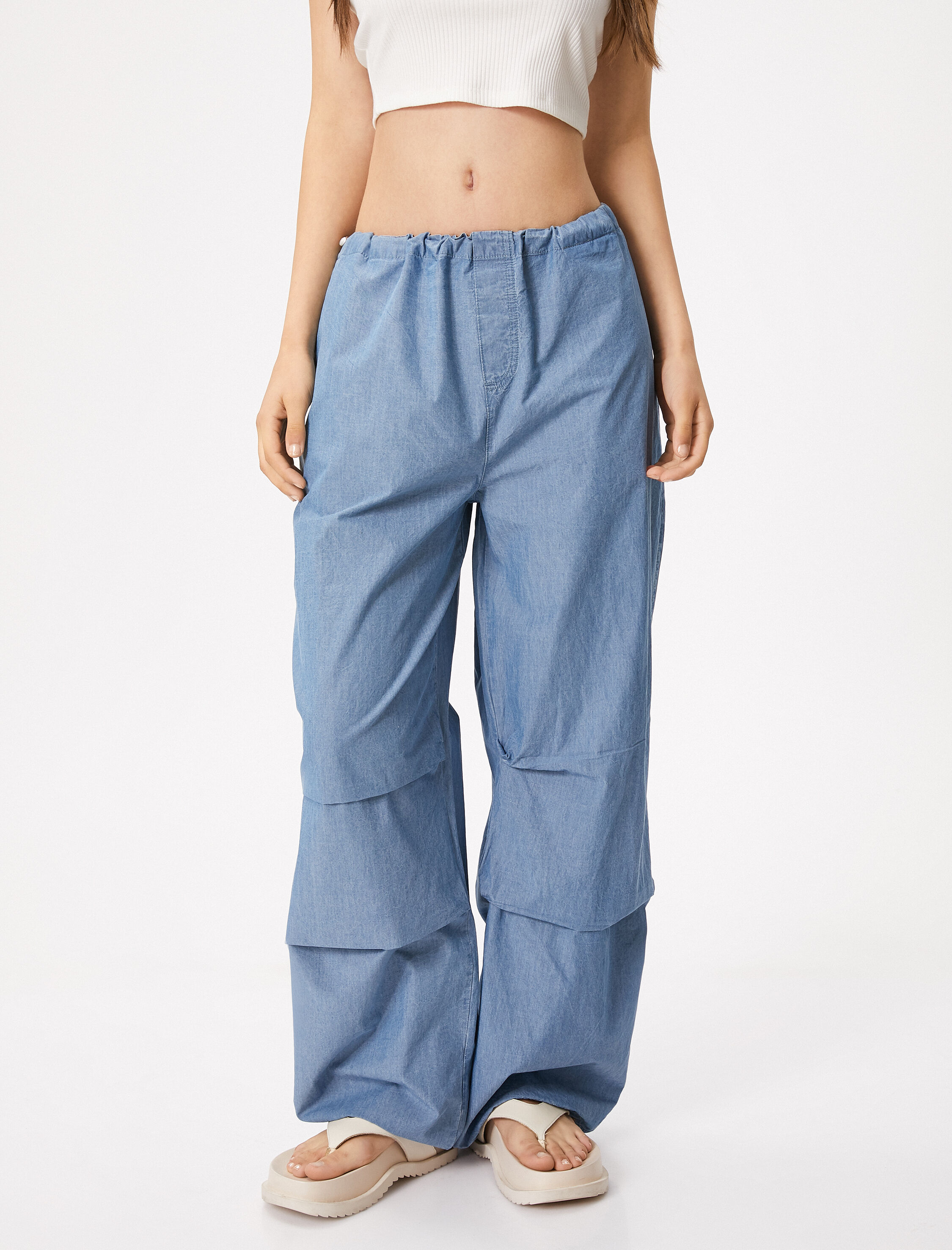   Kot Paraşüt Pantolon Beli Lastikli Stoperli Pamuklu