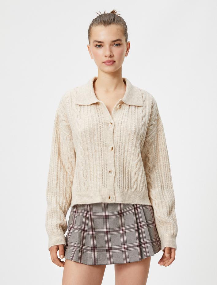  Hırka Uzun Kollu Yumuşak Dokulu Gömlek Yaka Düğmeli