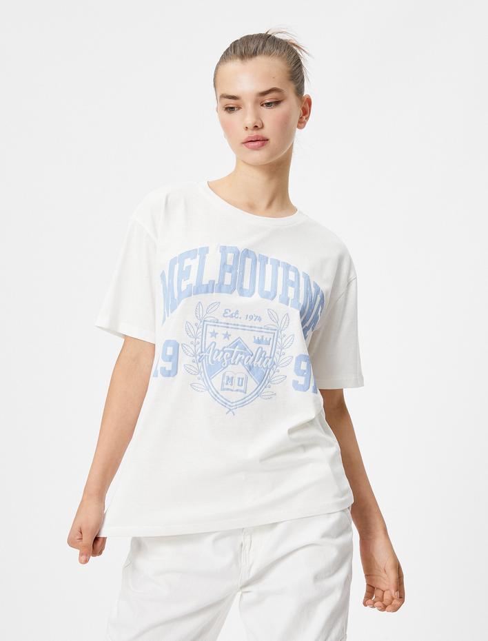  Melbourne Tişört Kısa Kollu Bisiklet Yaka Pamuklu