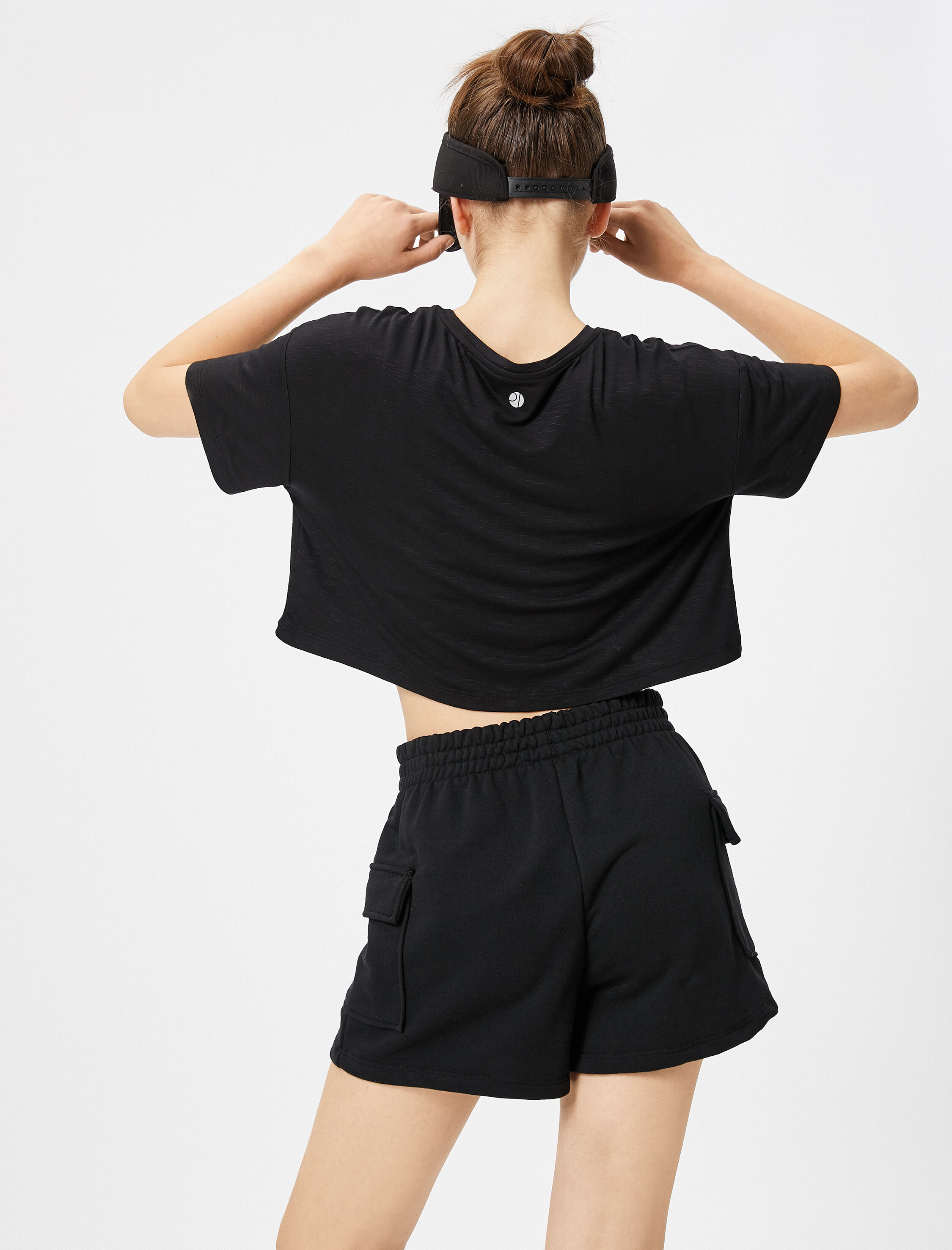   Spor Tişört Crop Kısa Kollu Bisiklet Yaka