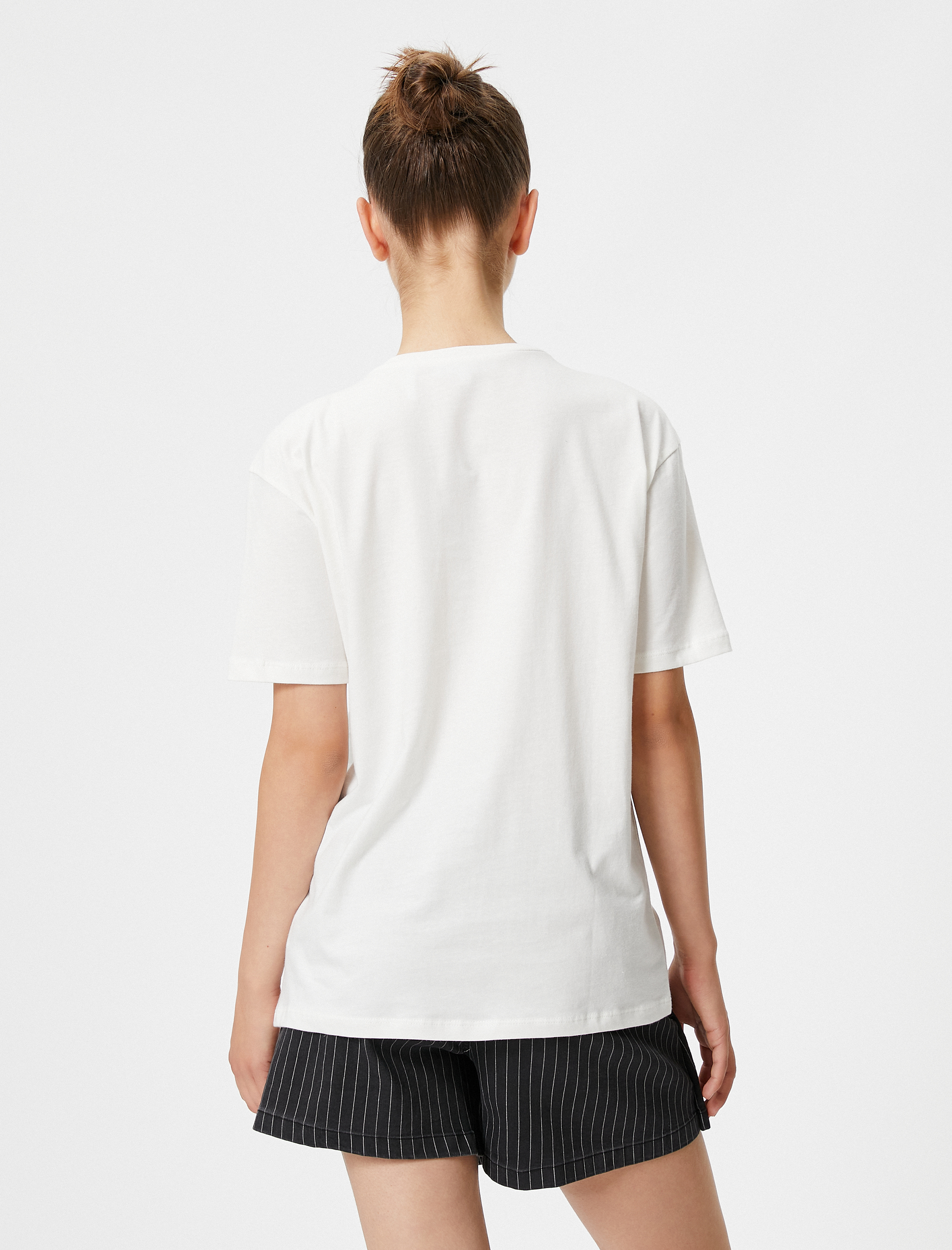   Baskılı Tişört Kısa Kollu Bisiklet Yaka Pamuklu